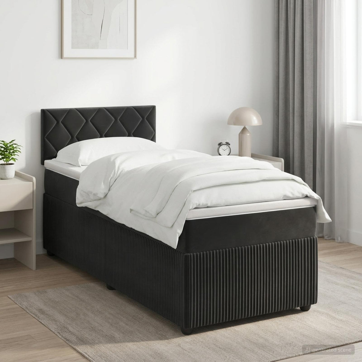Lit boxspring avec matelas Noir 100 x 200 cm Velours