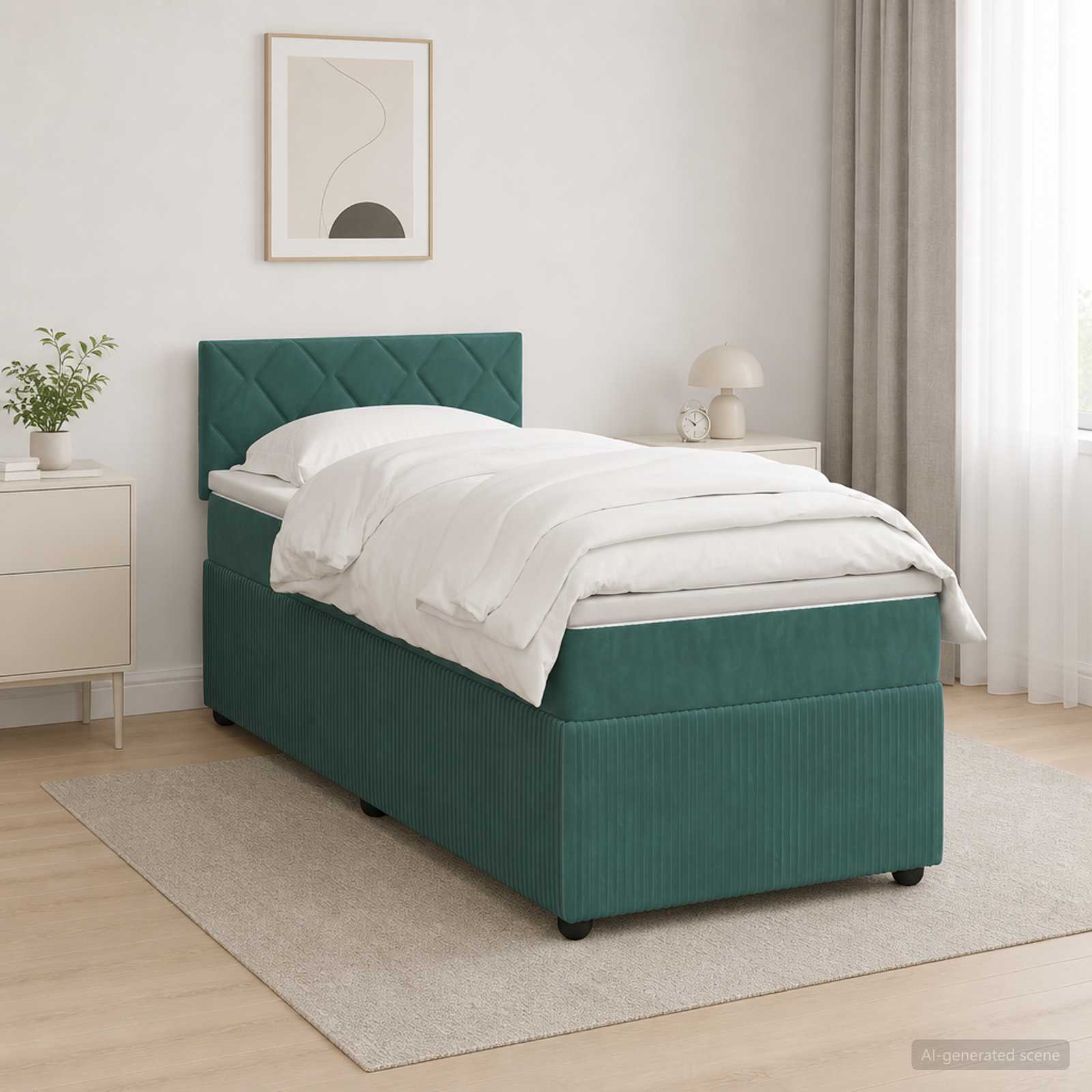 Lit boxspring avec matelas Vert foncé 80 x 200 cm Velours