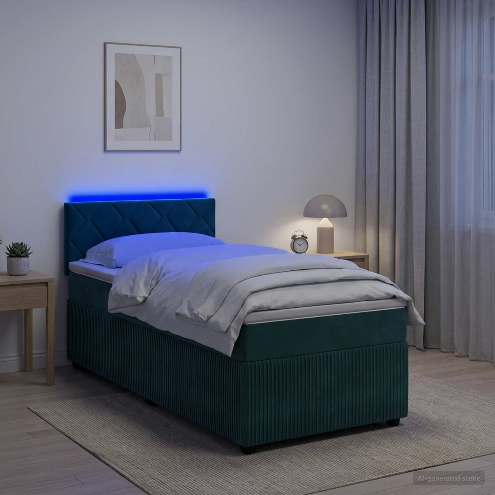 Lit boxspring avec matelas Vert foncé 80 x 200 cm Velours