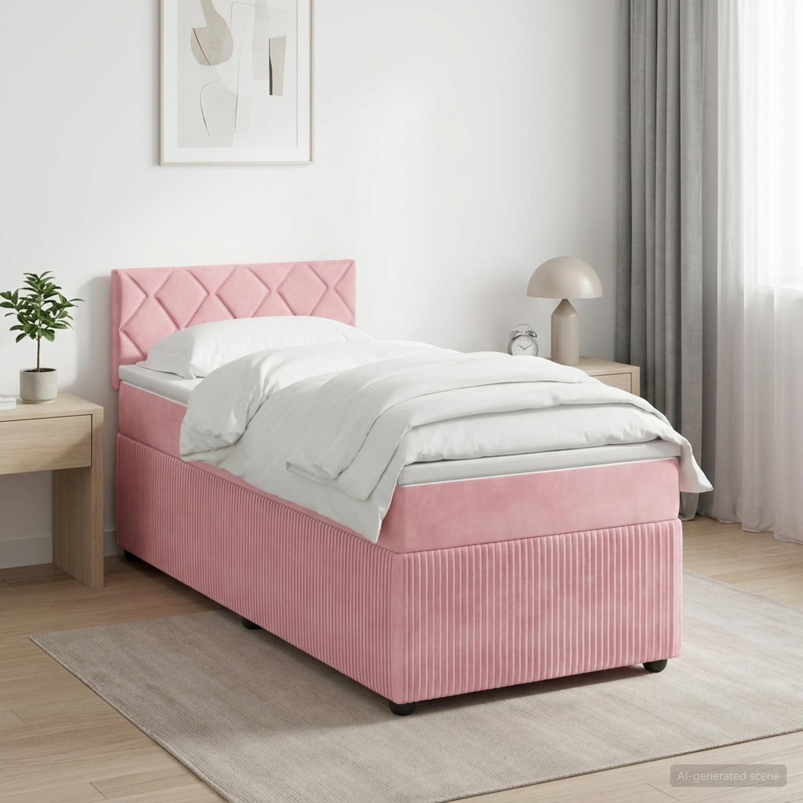 Lit boxspring avec matelas Rose 100 x 200 cm Velours