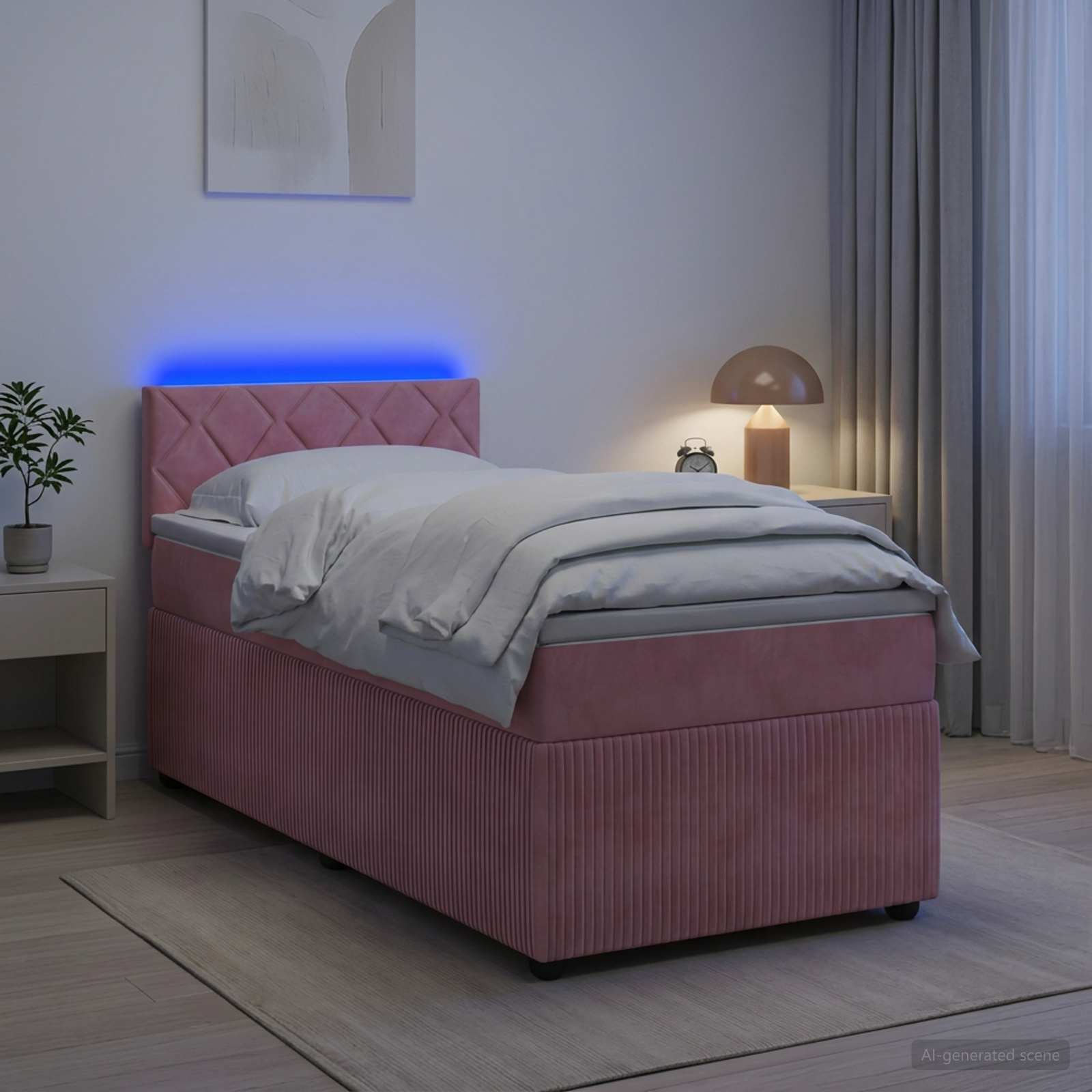 Lit boxspring avec matelas Rose 100 x 200 cm Velours