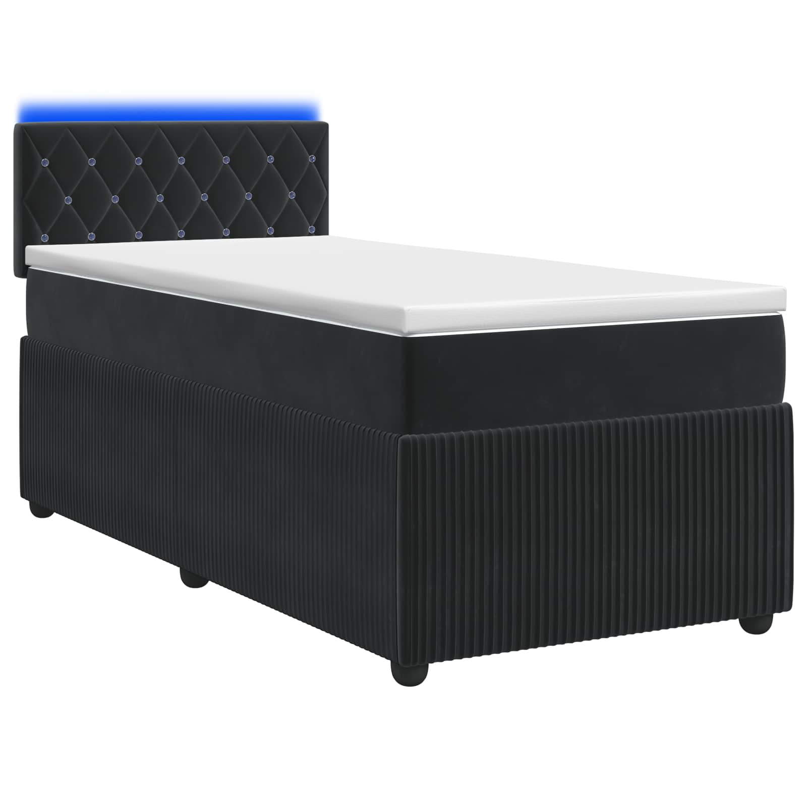 Lit boxspring avec matelas Noir 90 x 190 cm Velours - XIOS