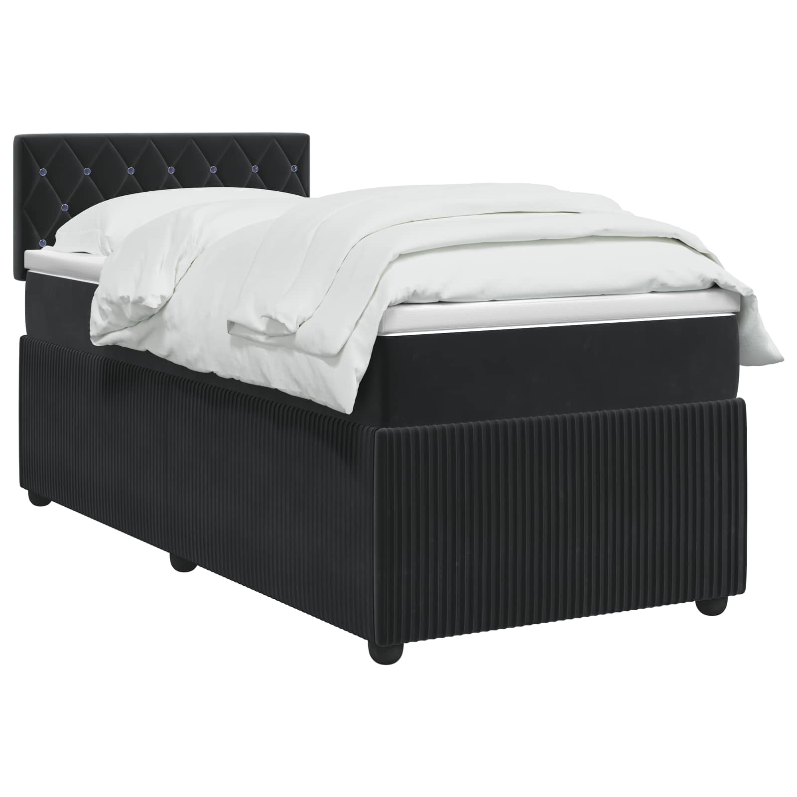 Lit boxspring avec matelas Noir 90 x 190 cm Velours - XIOS
