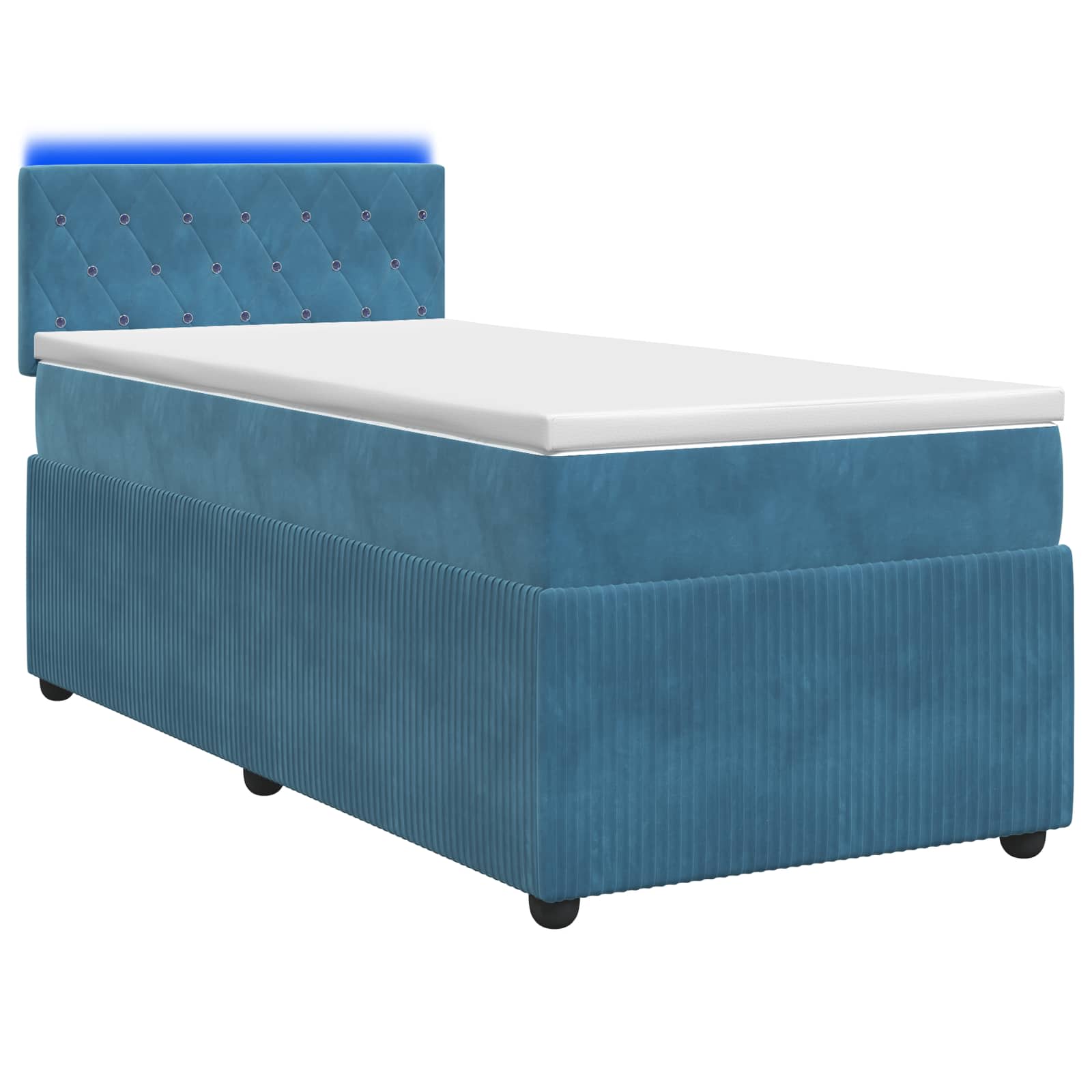 Lit boxspring avec matelas Bleu 90 x 190 cm Velours - XIOS