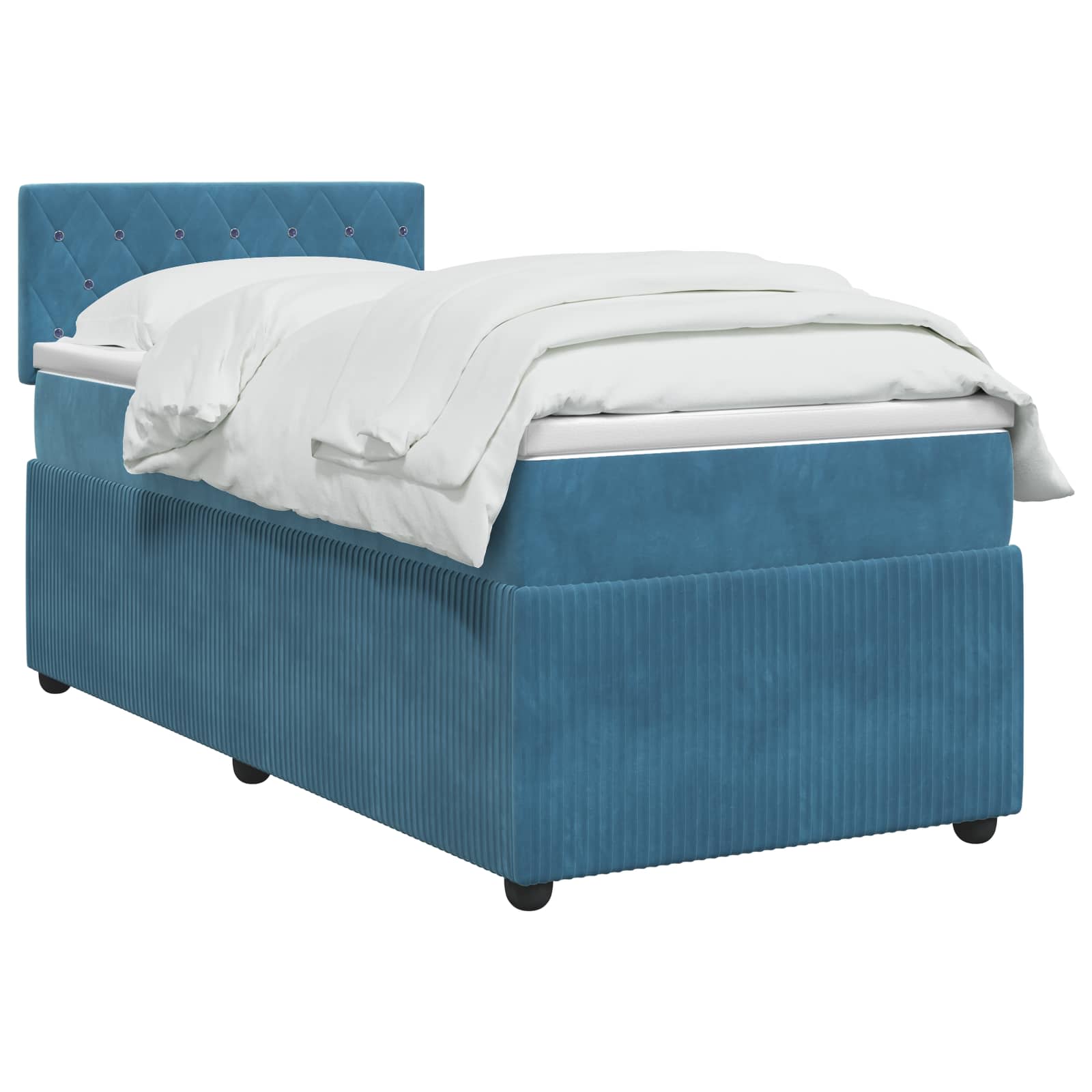 Lit boxspring avec matelas Bleu 90 x 190 cm Velours - XIOS