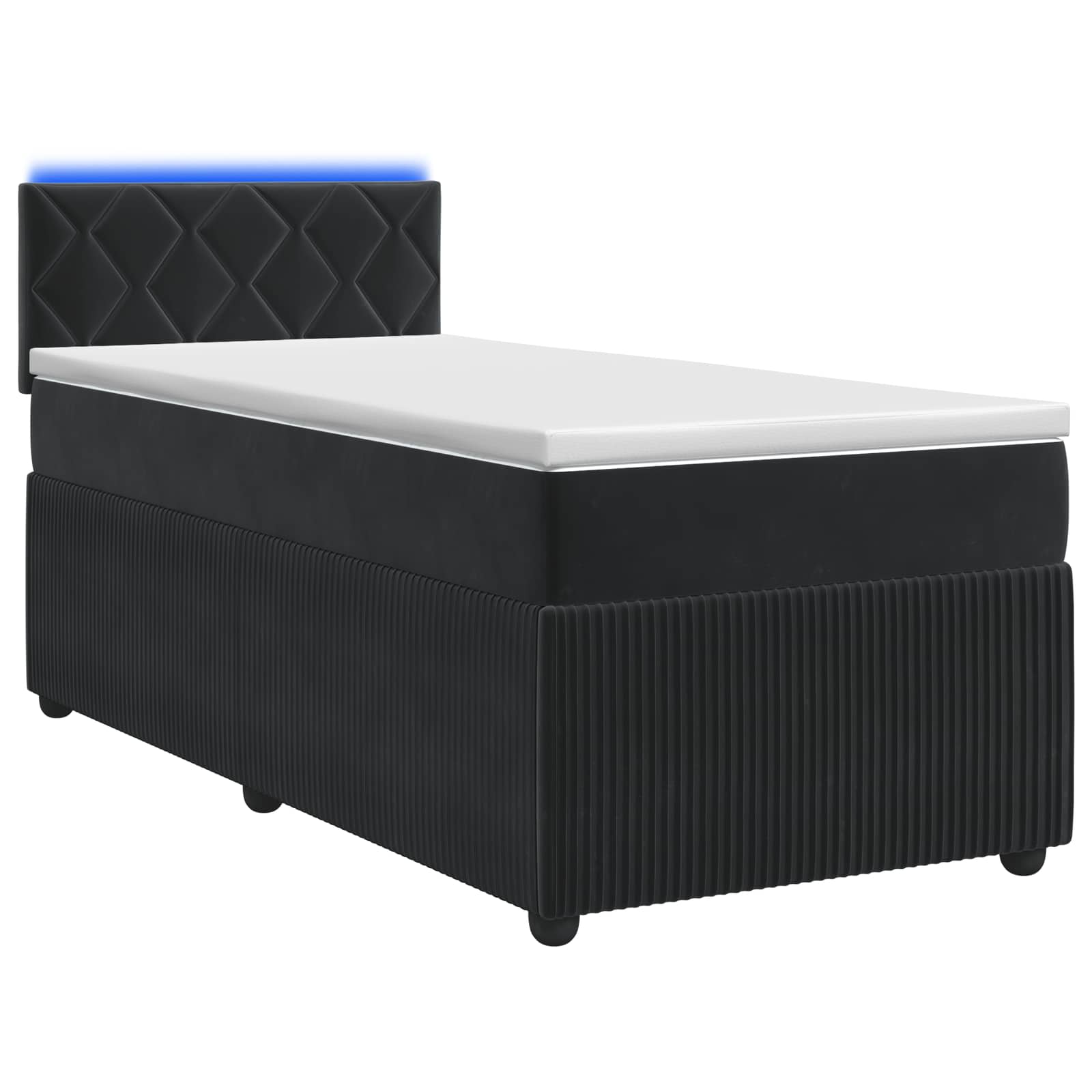 Lit boxspring avec matelas Noir 90 x 190 cm Velours - XIOS
