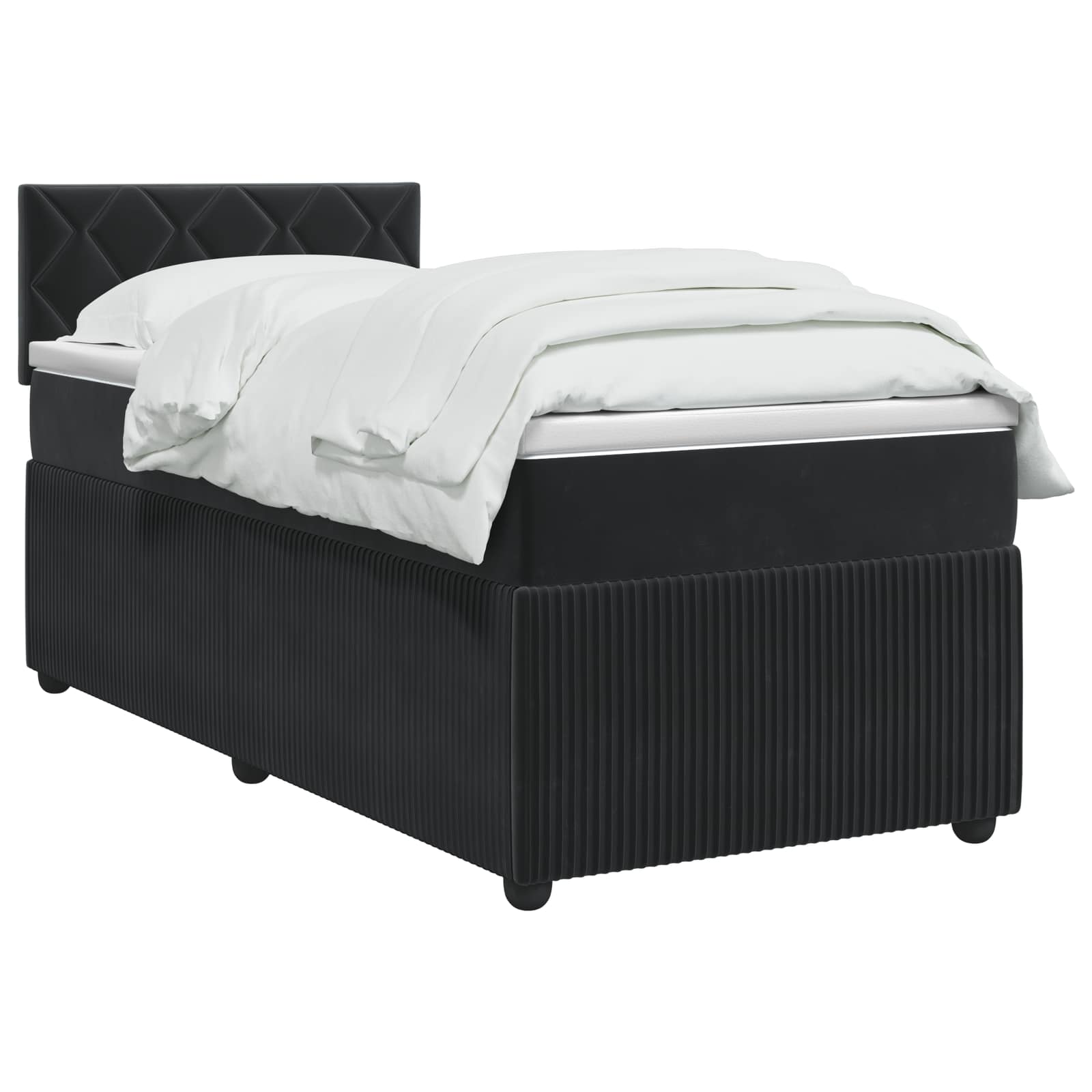 Lit boxspring avec matelas Noir 90 x 190 cm Velours - XIOS