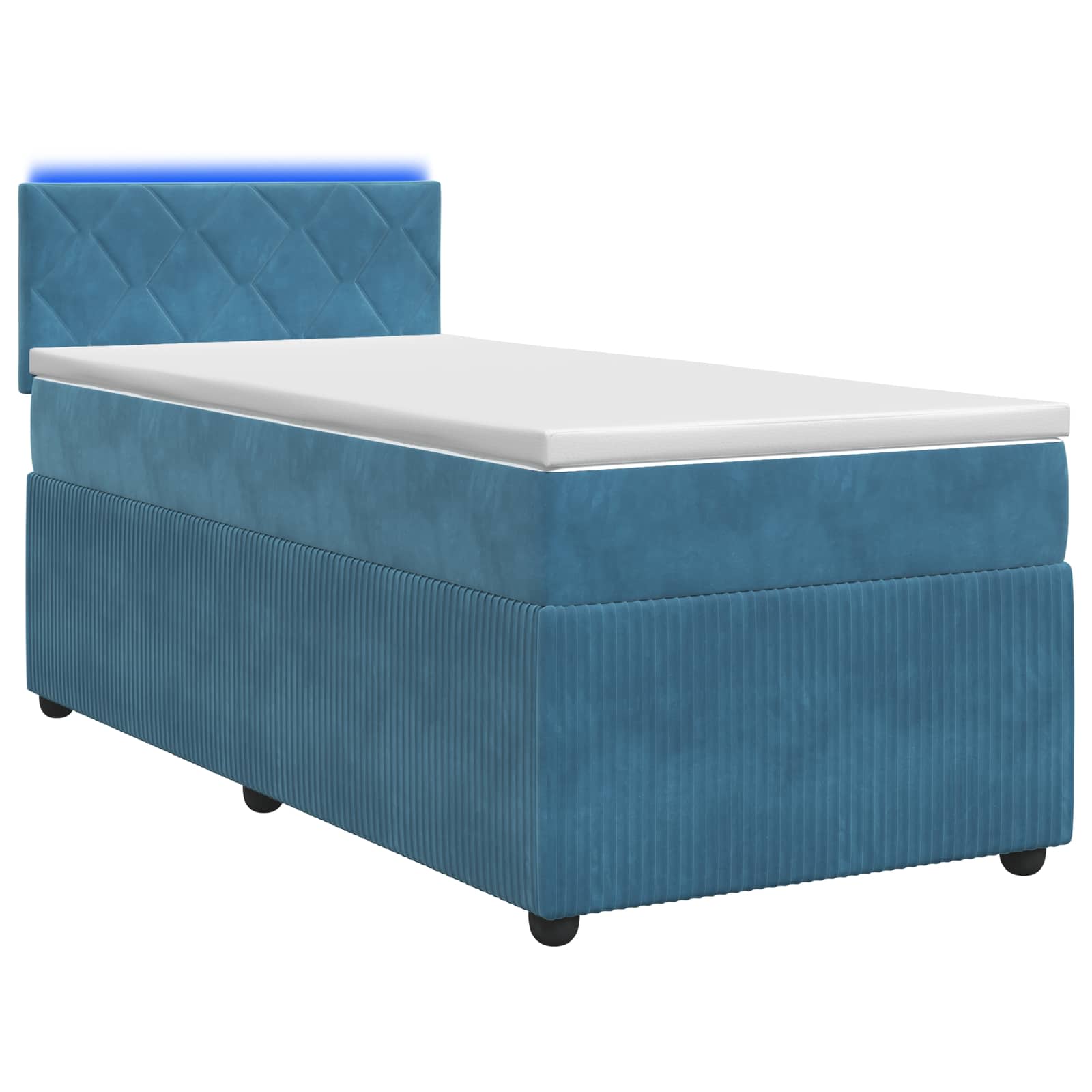 Lit boxspring avec matelas Bleu 90 x 190 cm Velours - XIOS