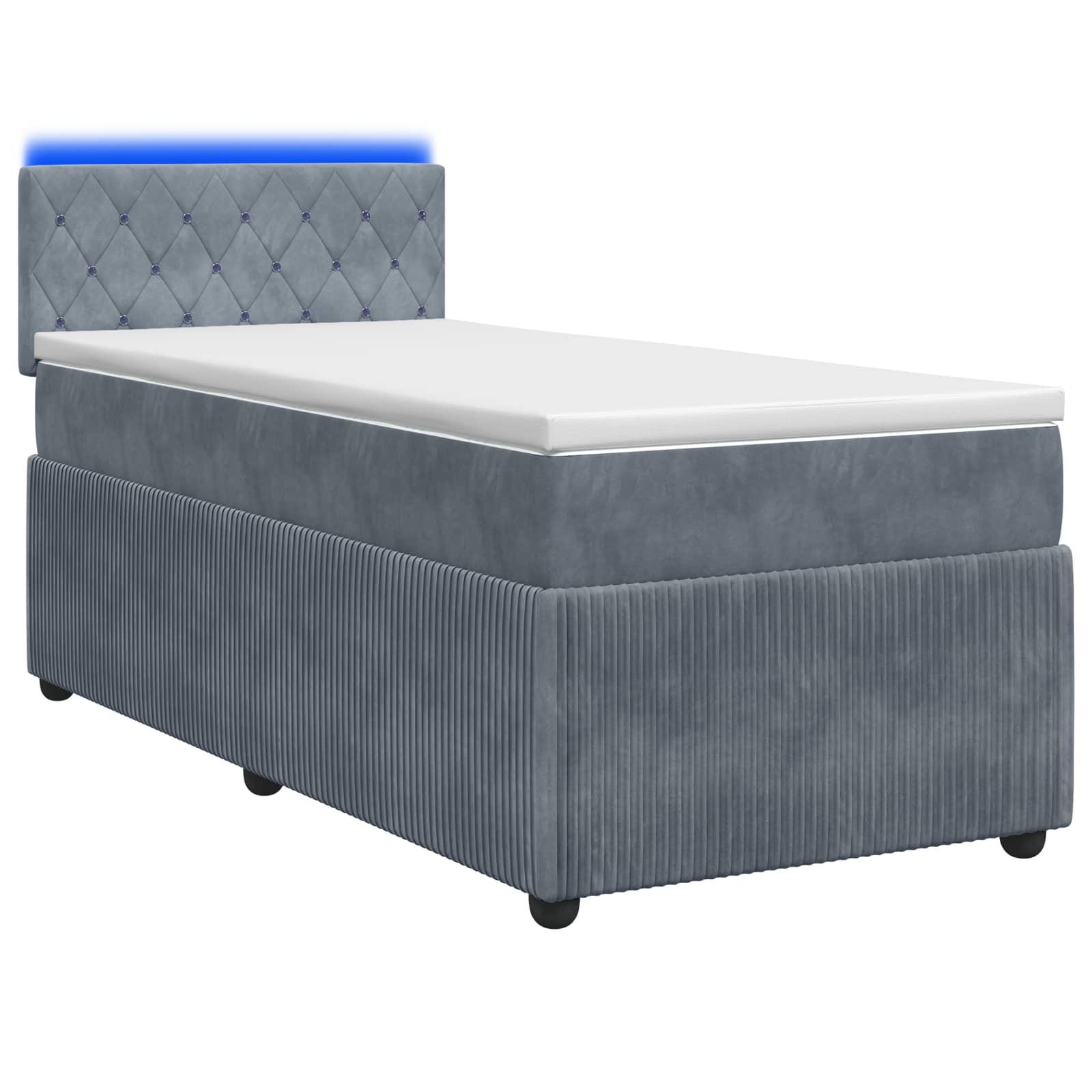 Lit boxspring avec matelas Gris foncé 90 x 200 cm Velours - XIOS