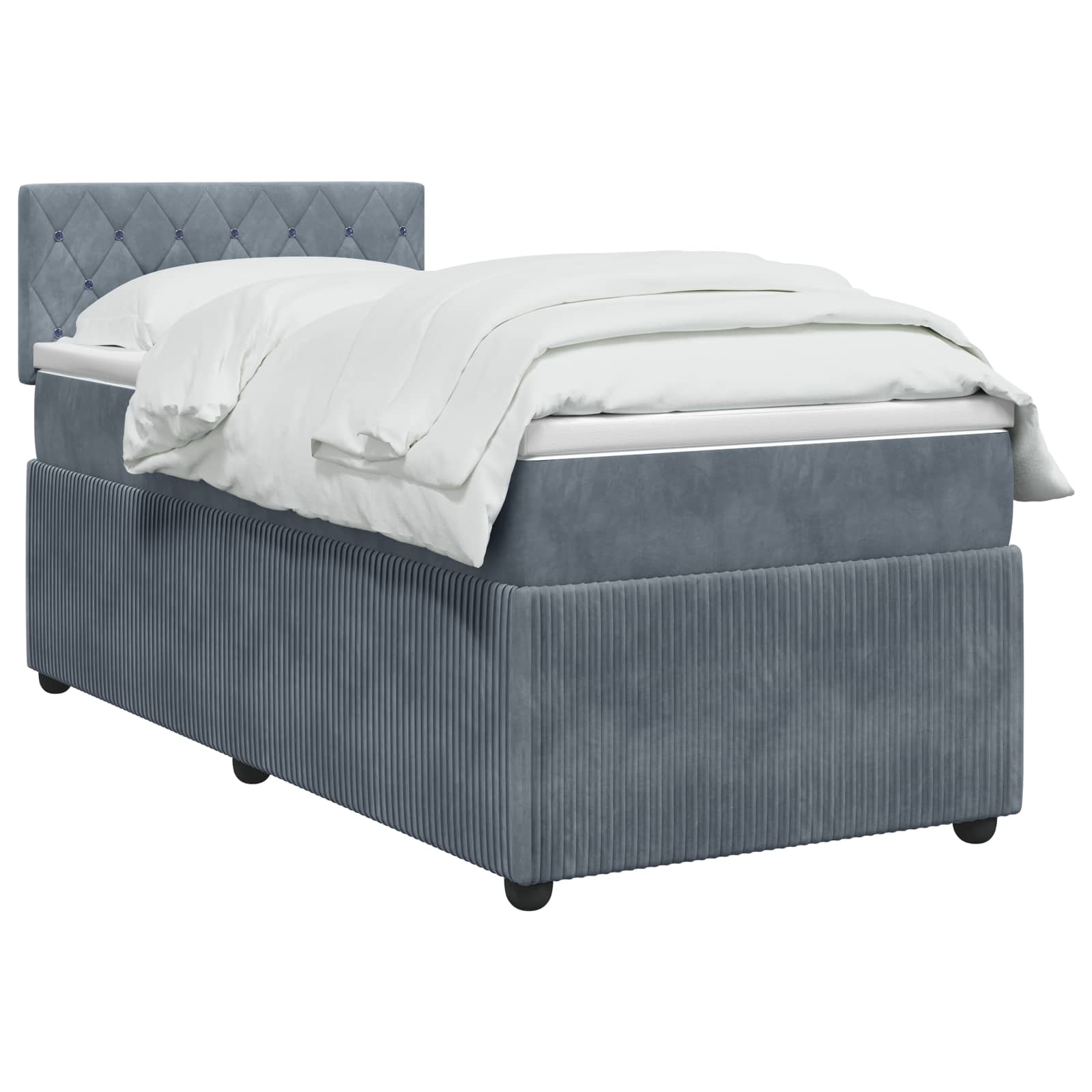 Lit boxspring avec matelas Gris foncé 90 x 200 cm Velours - XIOS