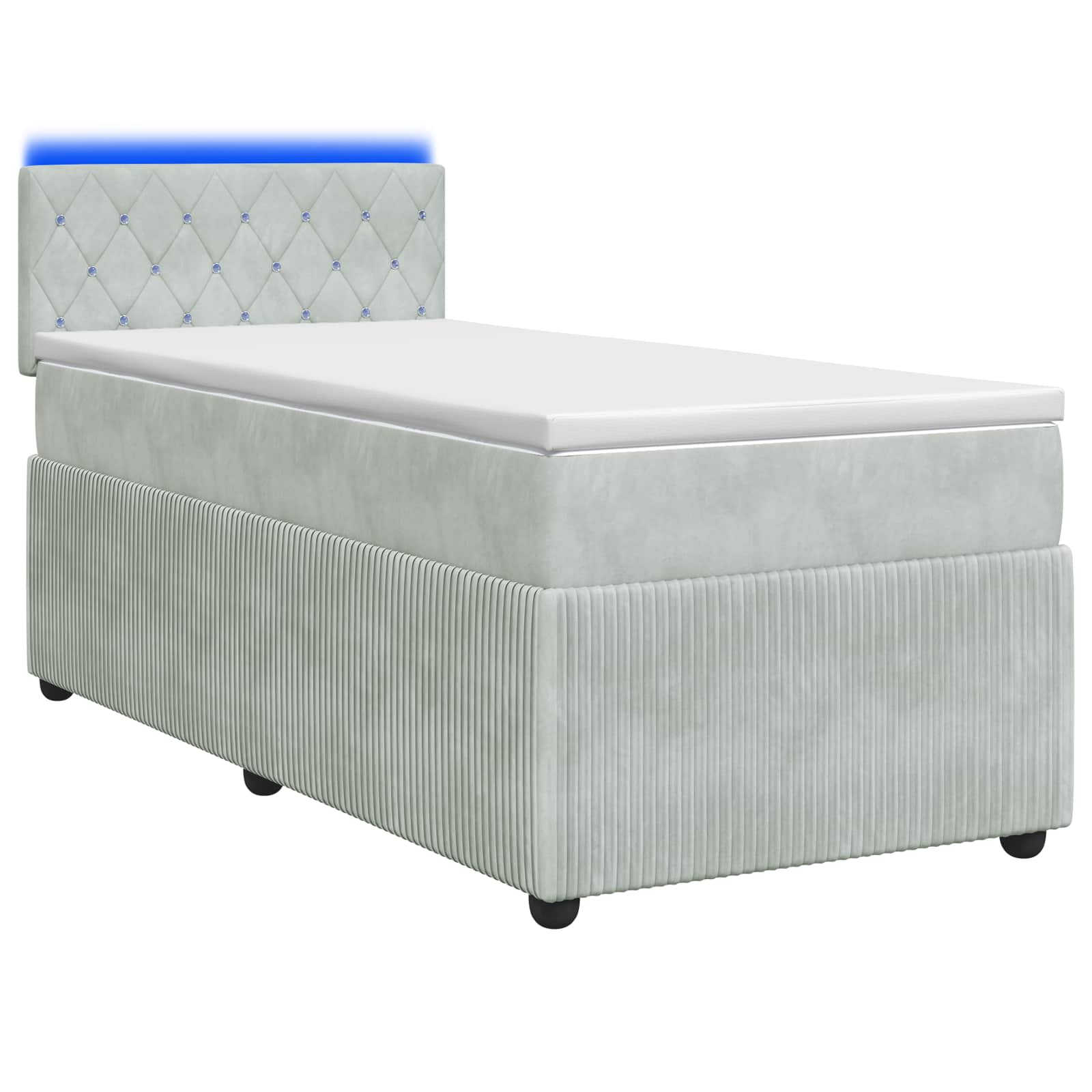 Lit boxspring avec matelas Gris clair 100 x 200 cm Velours - XIOS