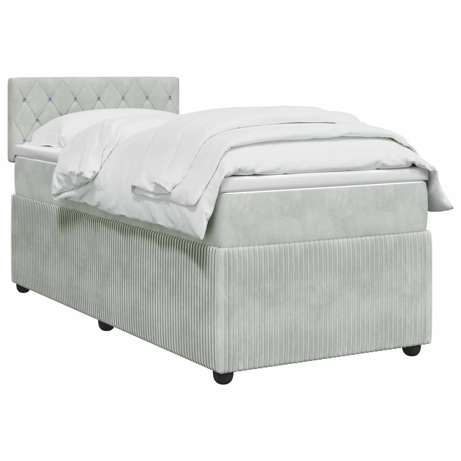 Lit boxspring avec matelas Gris clair 100 x 200 cm Velours - XIOS