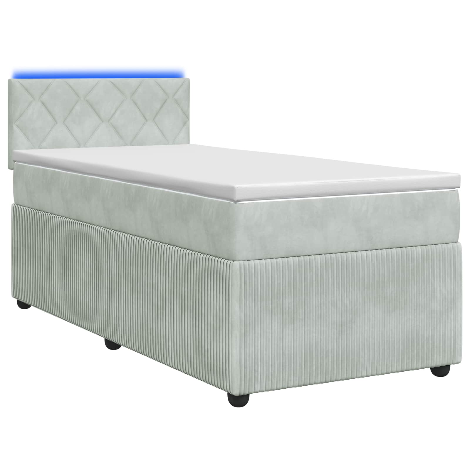 Lit boxspring avec matelas Gris clair 100 x 200 cm Velours - XIOS