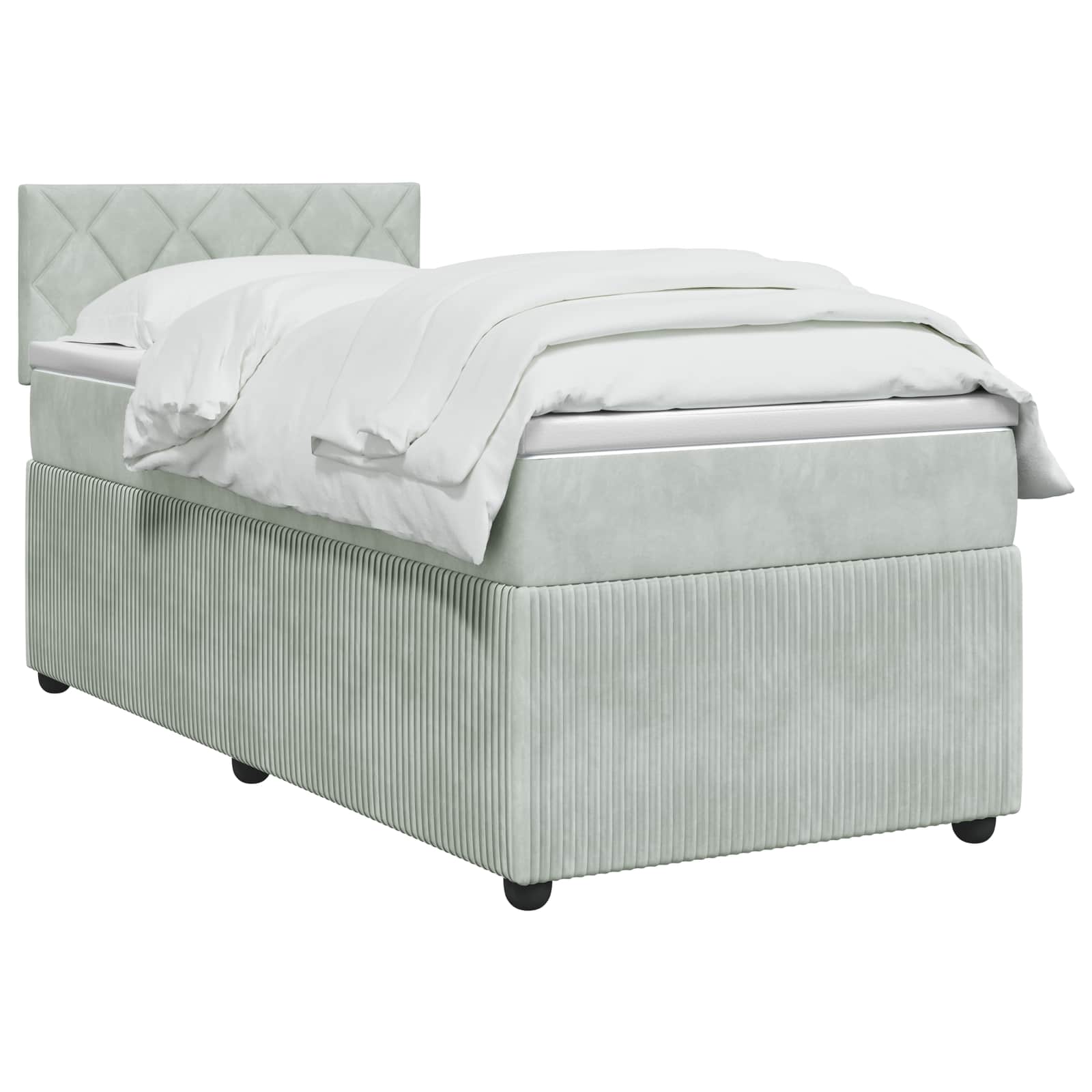 Lit boxspring avec matelas Gris clair 100 x 200 cm Velours - XIOS