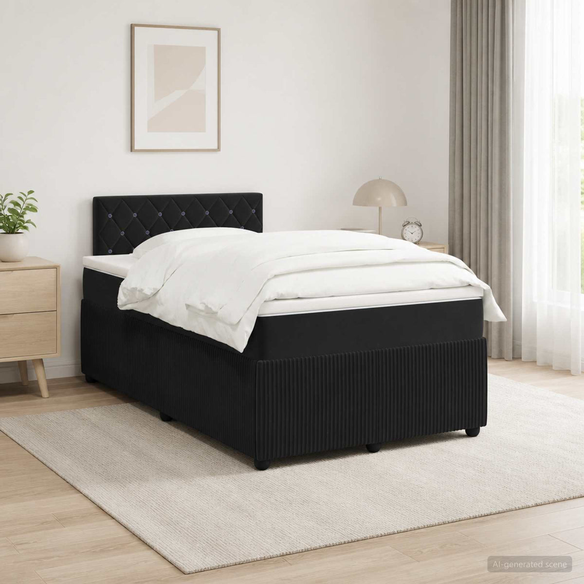 Lit boxspring avec matelas Noir 120 x 190 cm Velours