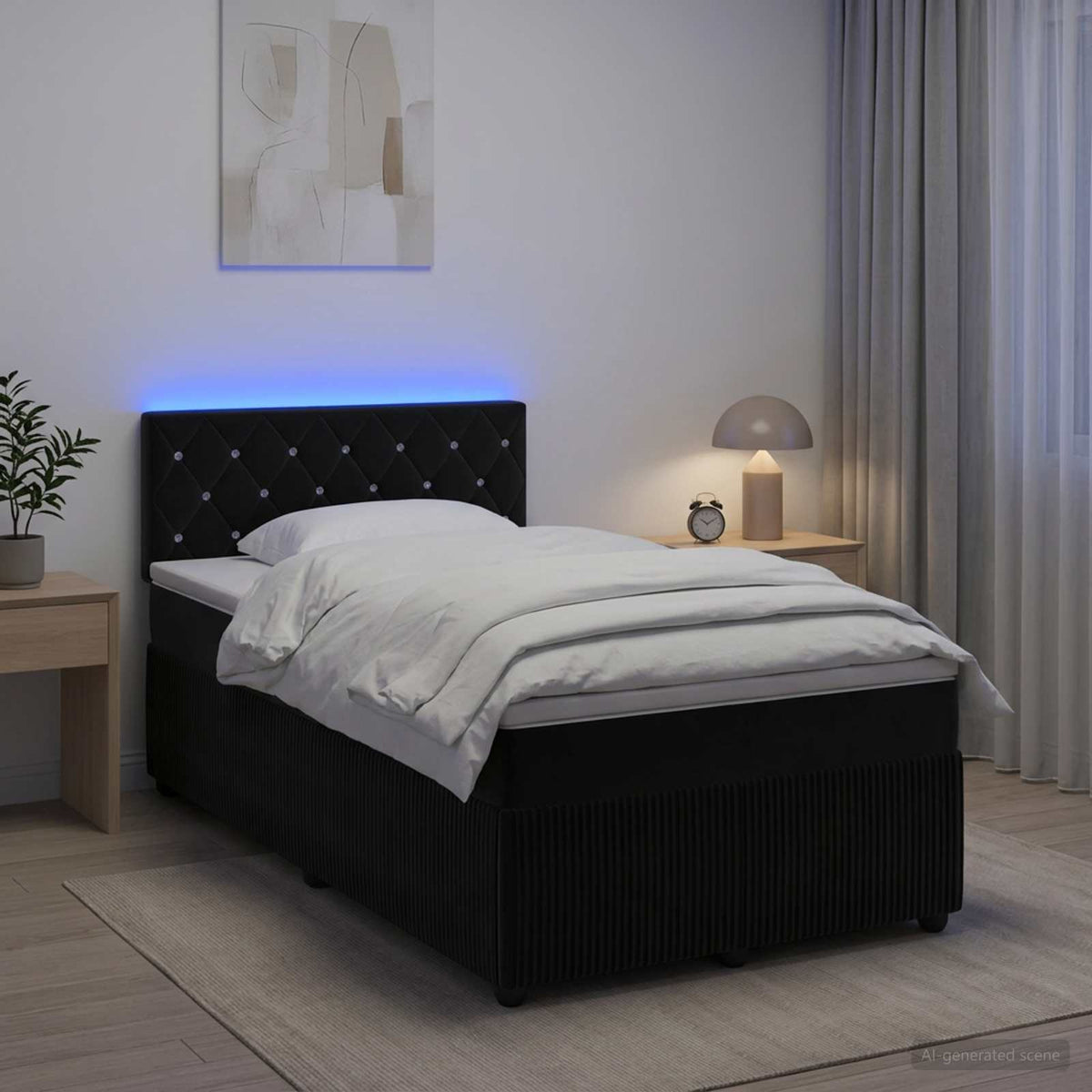 Lit boxspring avec matelas Noir 120 x 190 cm Velours