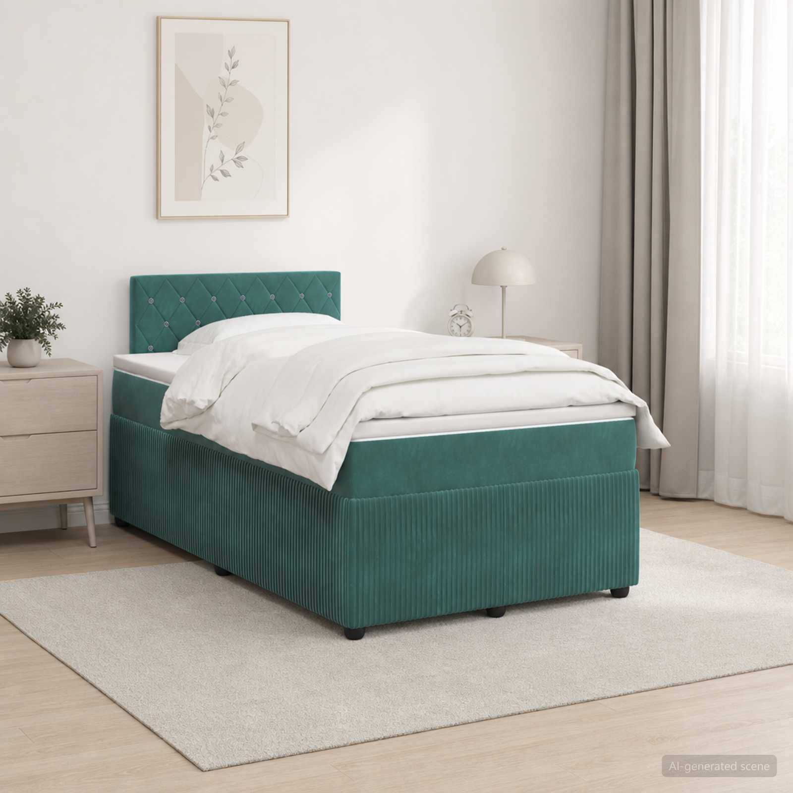 Lit boxspring avec matelas Vert foncé 120 x 190 cm Velours