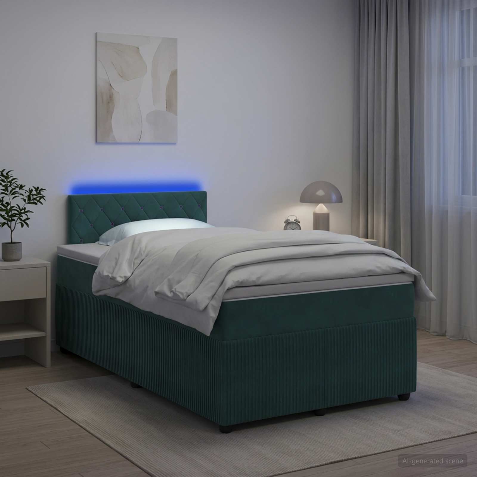 Lit boxspring avec matelas Vert foncé 120 x 190 cm Velours