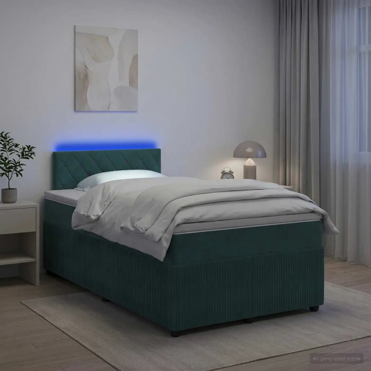 Lit boxspring avec matelas Vert foncé 120 x 190 cm Velours - XIOS