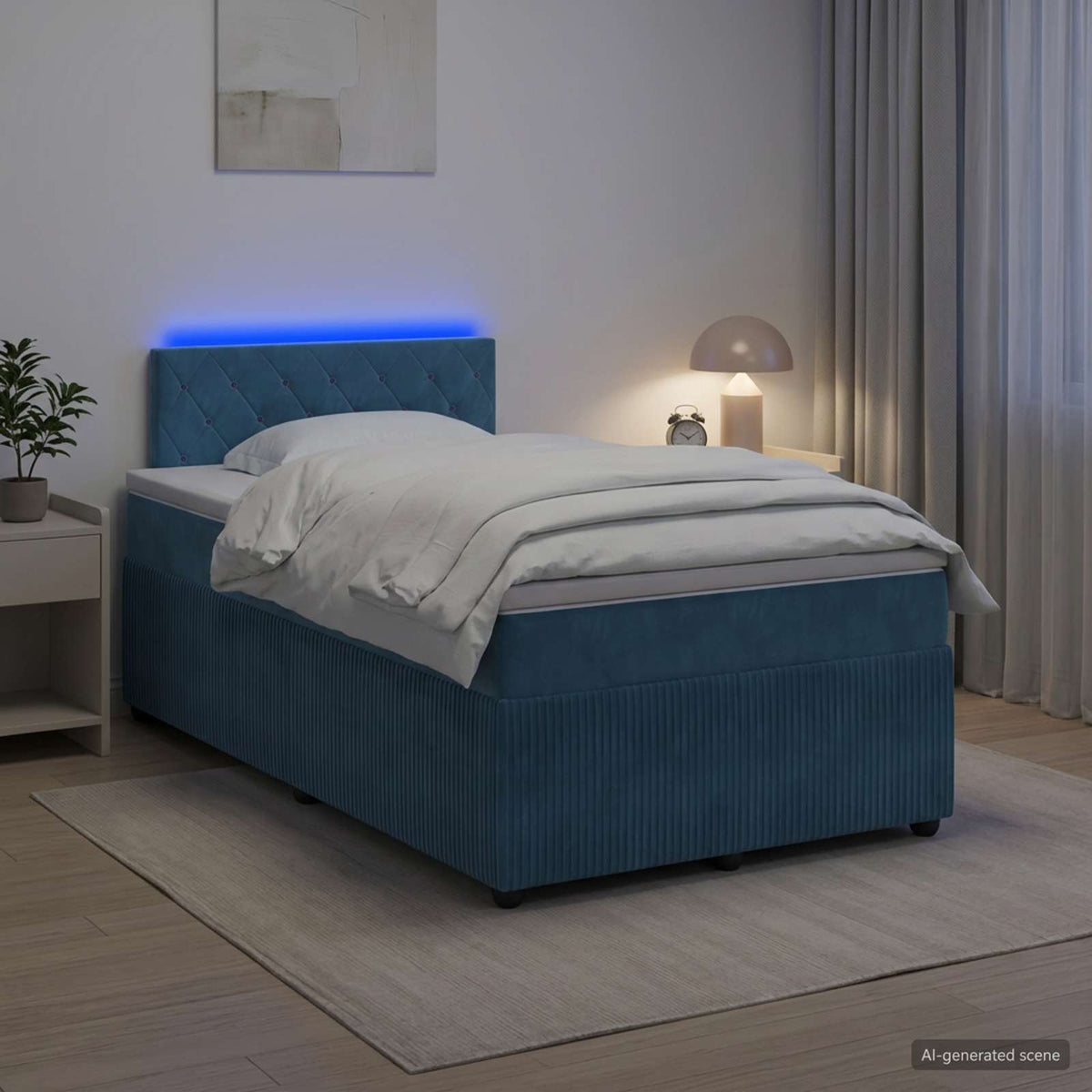Lit boxspring avec matelas Bleu 120 x 200 cm Velours