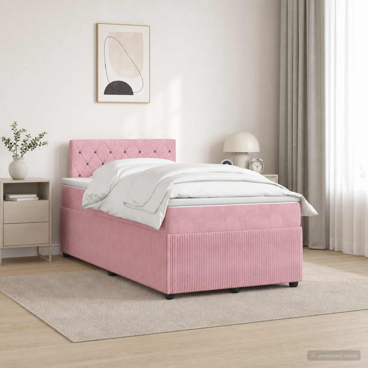 Lit boxspring avec matelas Rose 120 x 200 cm Velours