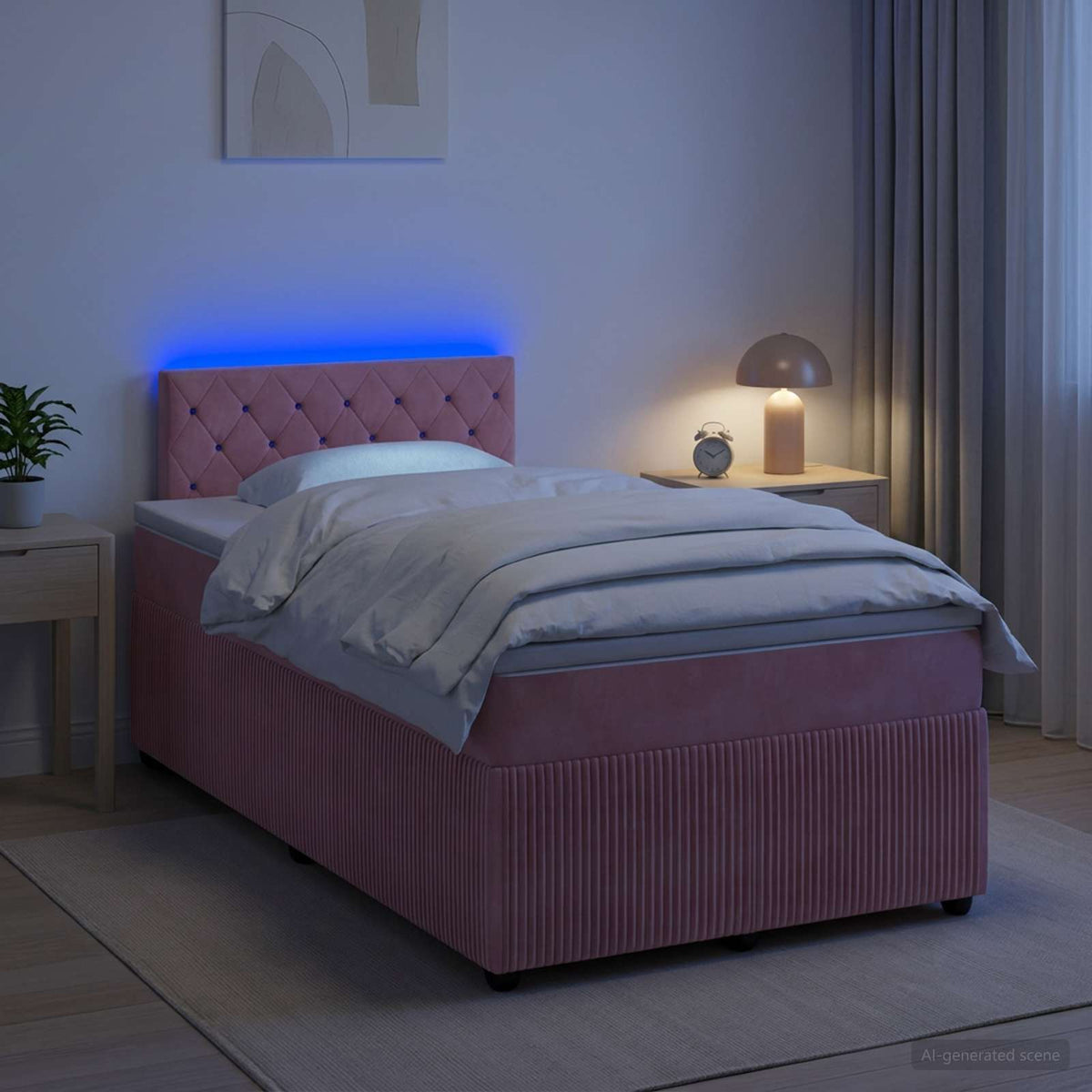 Lit boxspring avec matelas Rose 120 x 200 cm Velours
