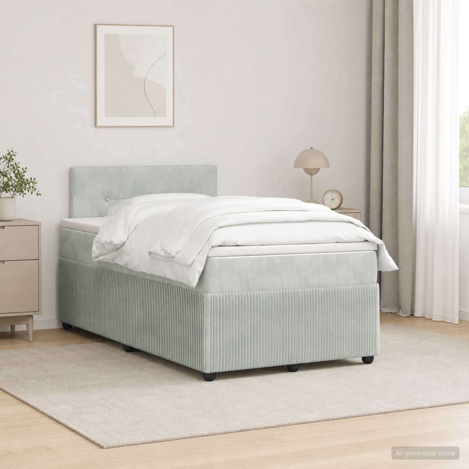 Lit boxspring avec matelas Gris clair 120 x 200 cm Velours