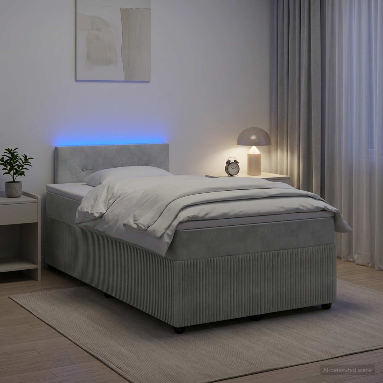 Lit boxspring avec matelas Gris clair 120 x 200 cm Velours