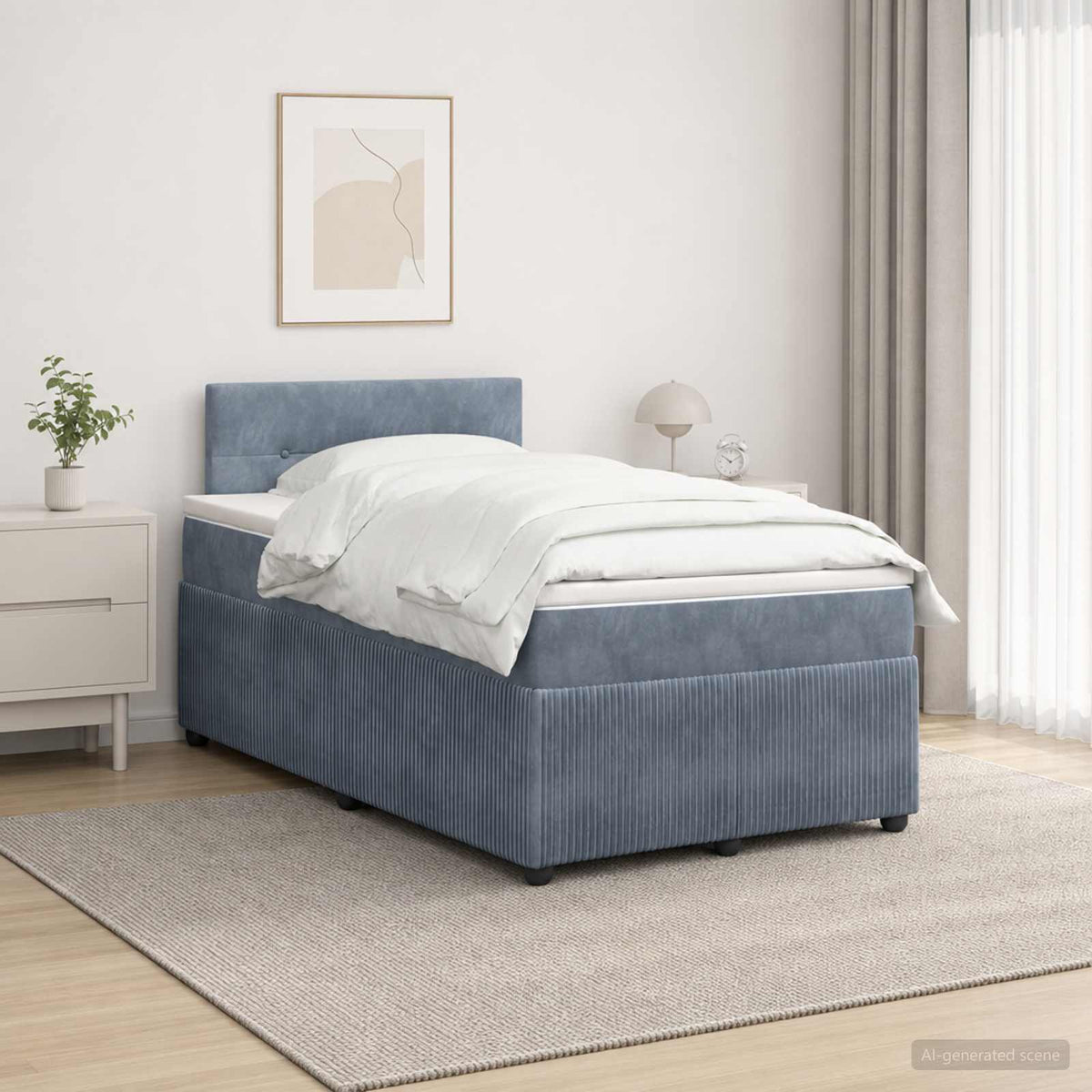 Lit boxspring avec matelas Gris foncé 120 x 190 cm Velours
