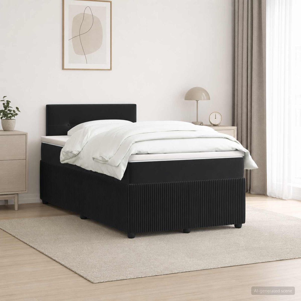 Lit boxspring avec matelas Noir 120 x 190 cm Velours
