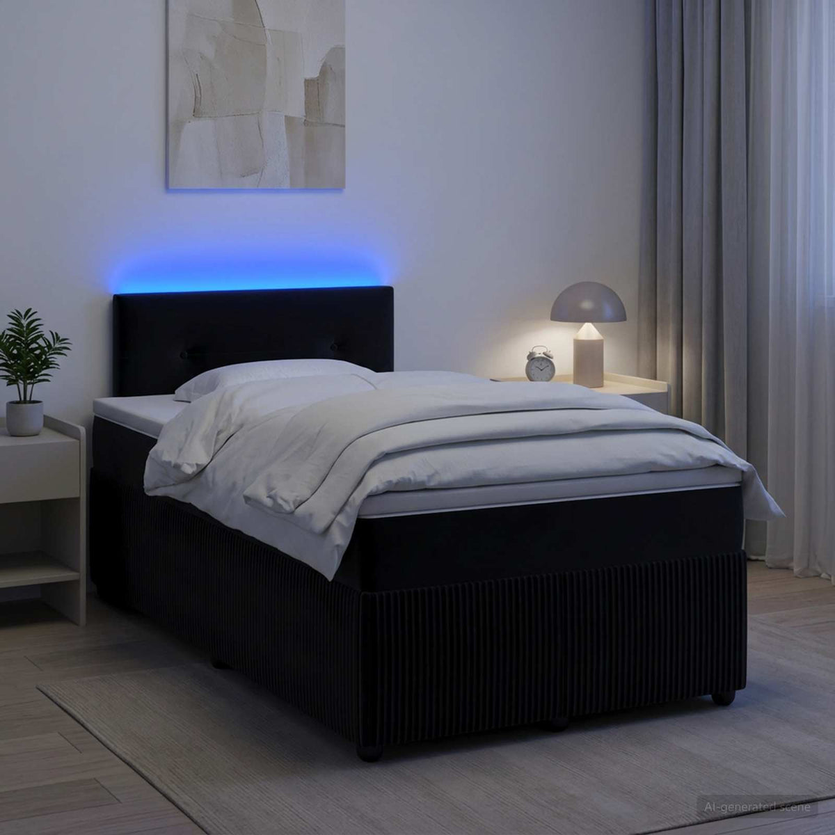 Lit boxspring avec matelas Noir 120 x 190 cm Velours