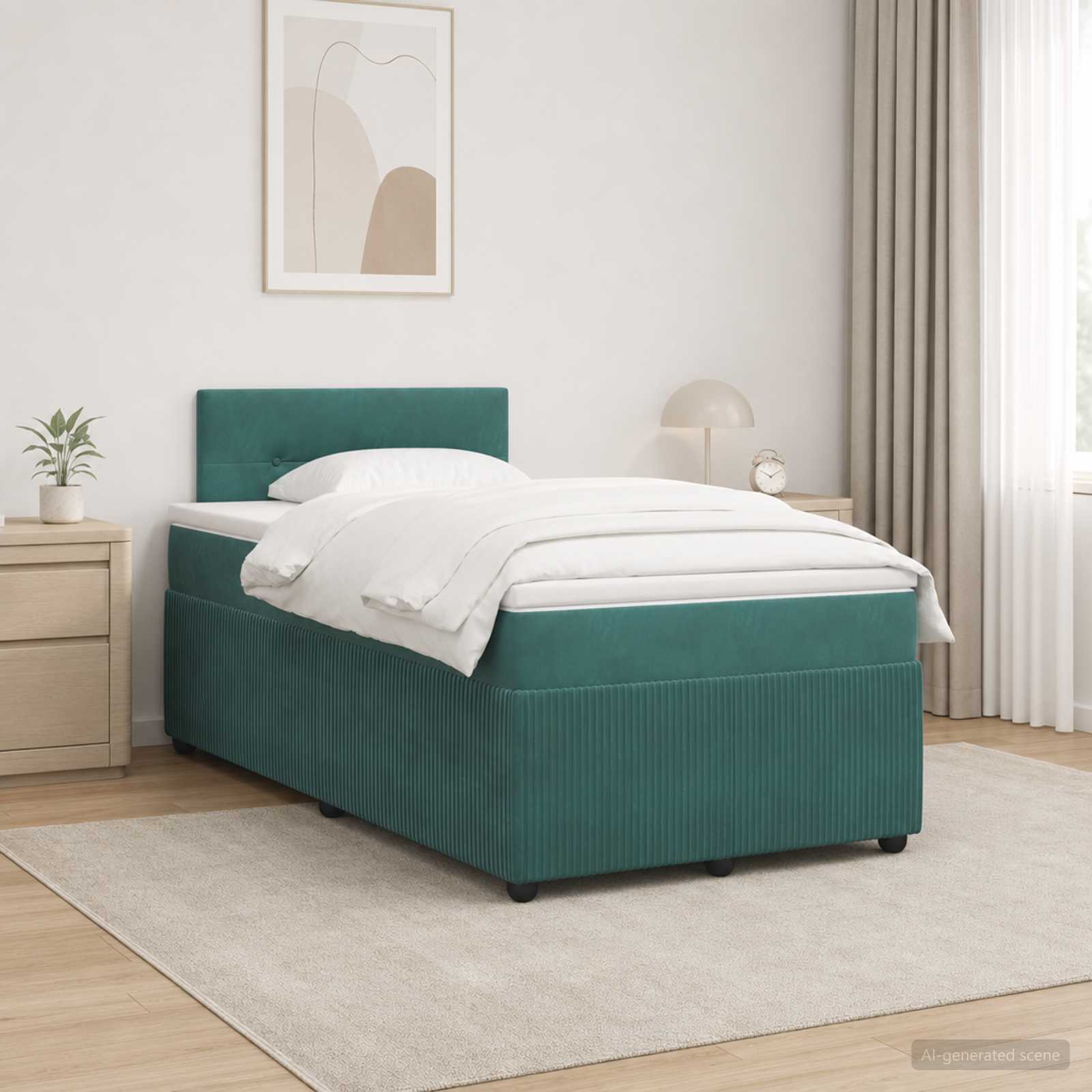 Lit boxspring avec matelas Vert foncé 120 x 200 cm Velours