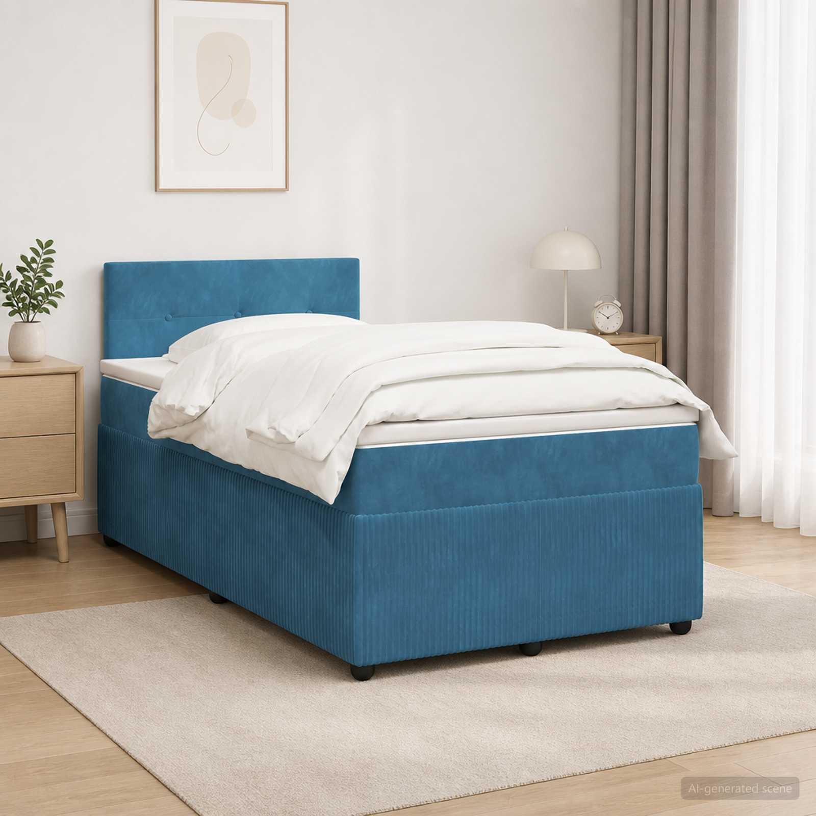 Lit boxspring avec matelas Bleu 120 x 190 cm Velours