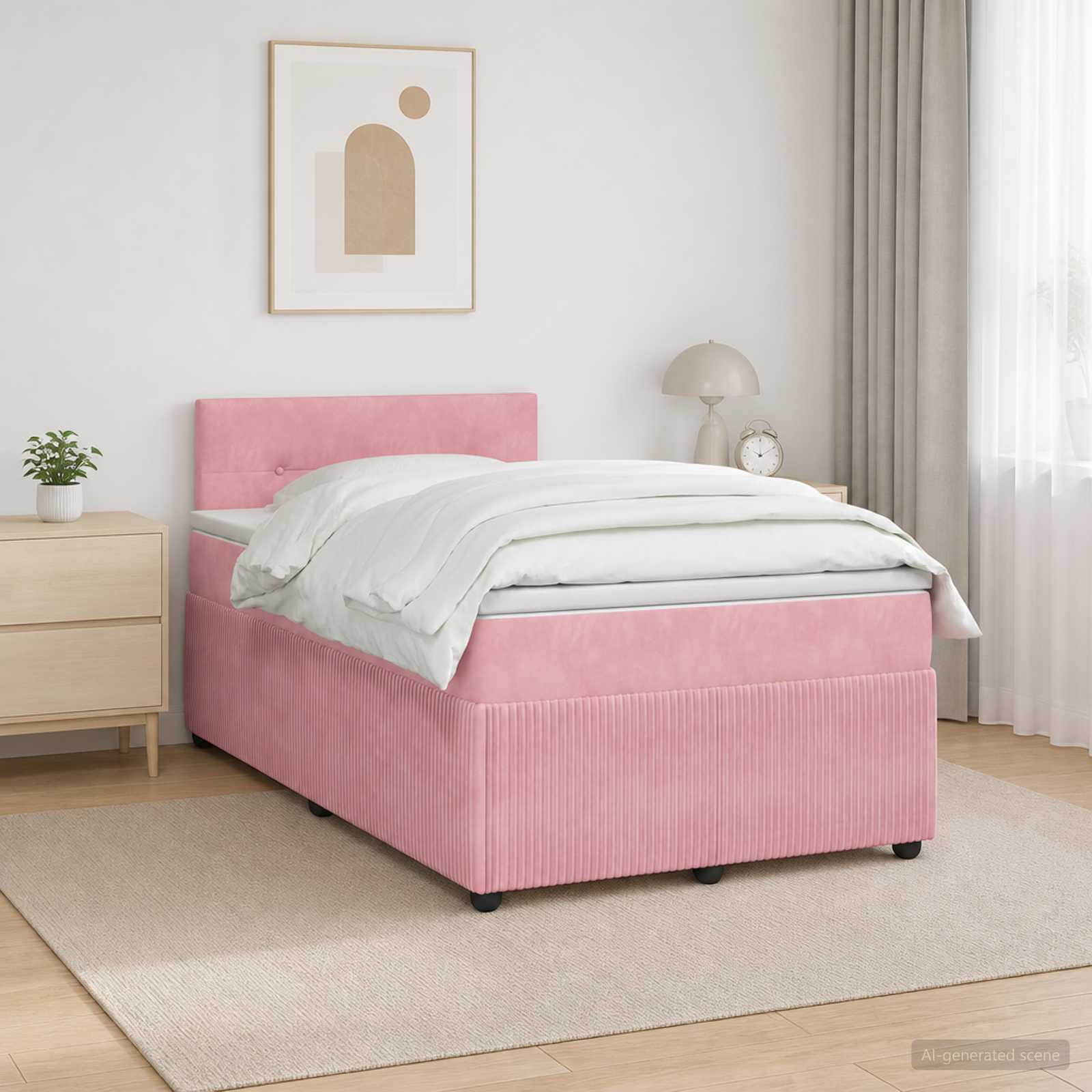 Lit boxspring avec matelas Rose 120 x 190 cm Velours