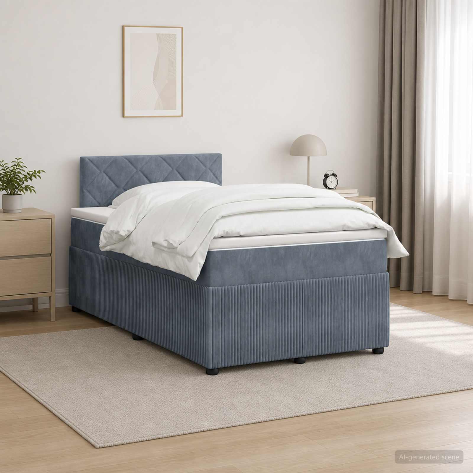 Lit boxspring avec matelas Gris foncé 120 x 190 cm Velours