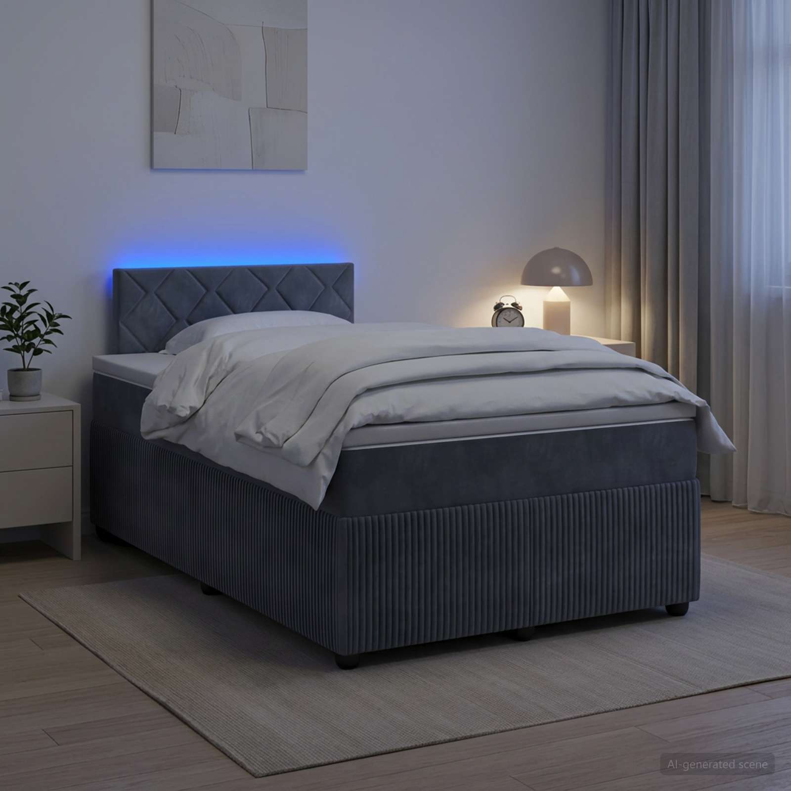 Lit boxspring avec matelas Gris foncé 120 x 190 cm Velours