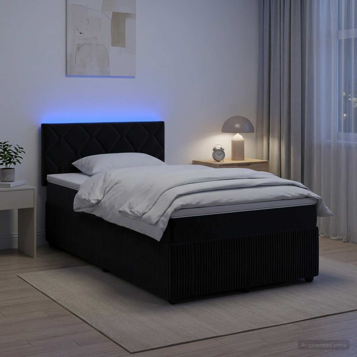 Lit boxspring avec matelas Noir 120 x 190 cm Velours