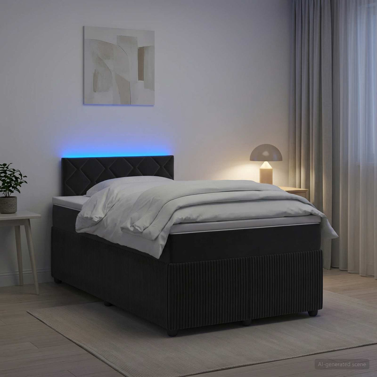 Lit boxspring avec matelas Noir 120 x 190 cm Velours