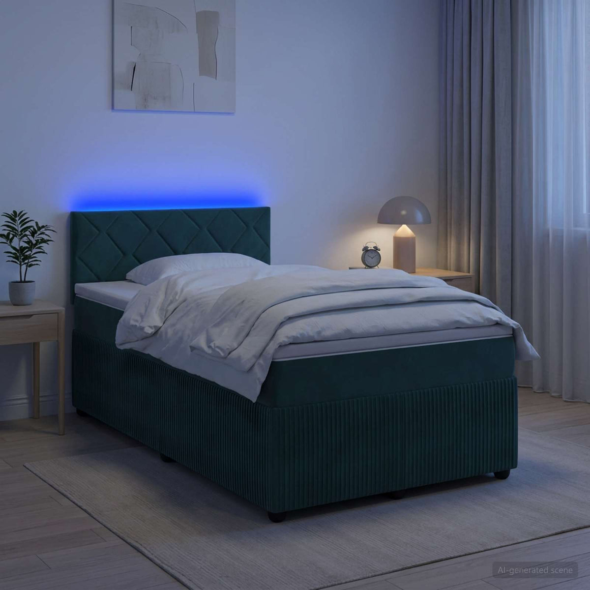 Lit boxspring avec matelas Vert foncé 120 x 190 cm Velours