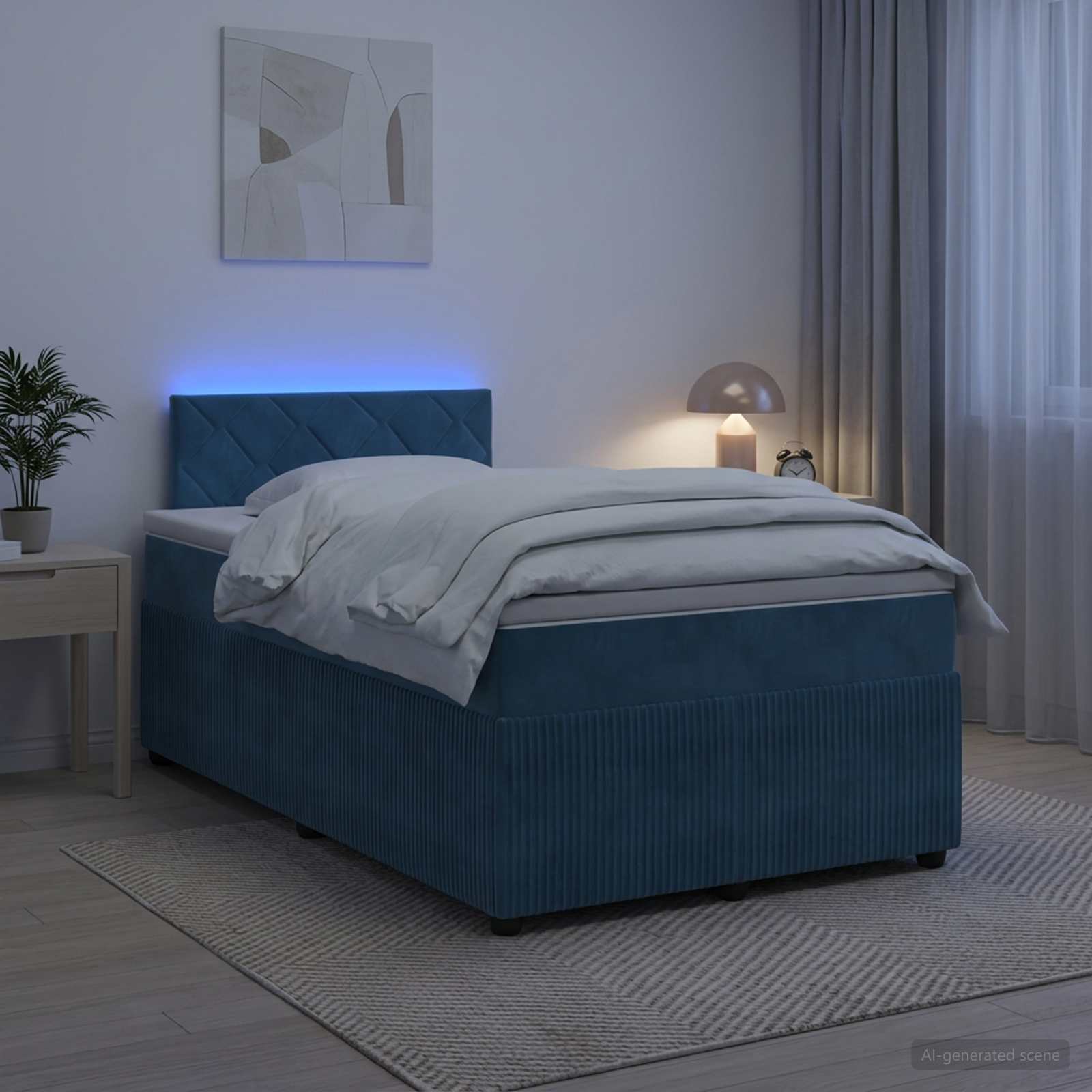 Lit boxspring avec matelas Bleu 120 x 190 cm Velours