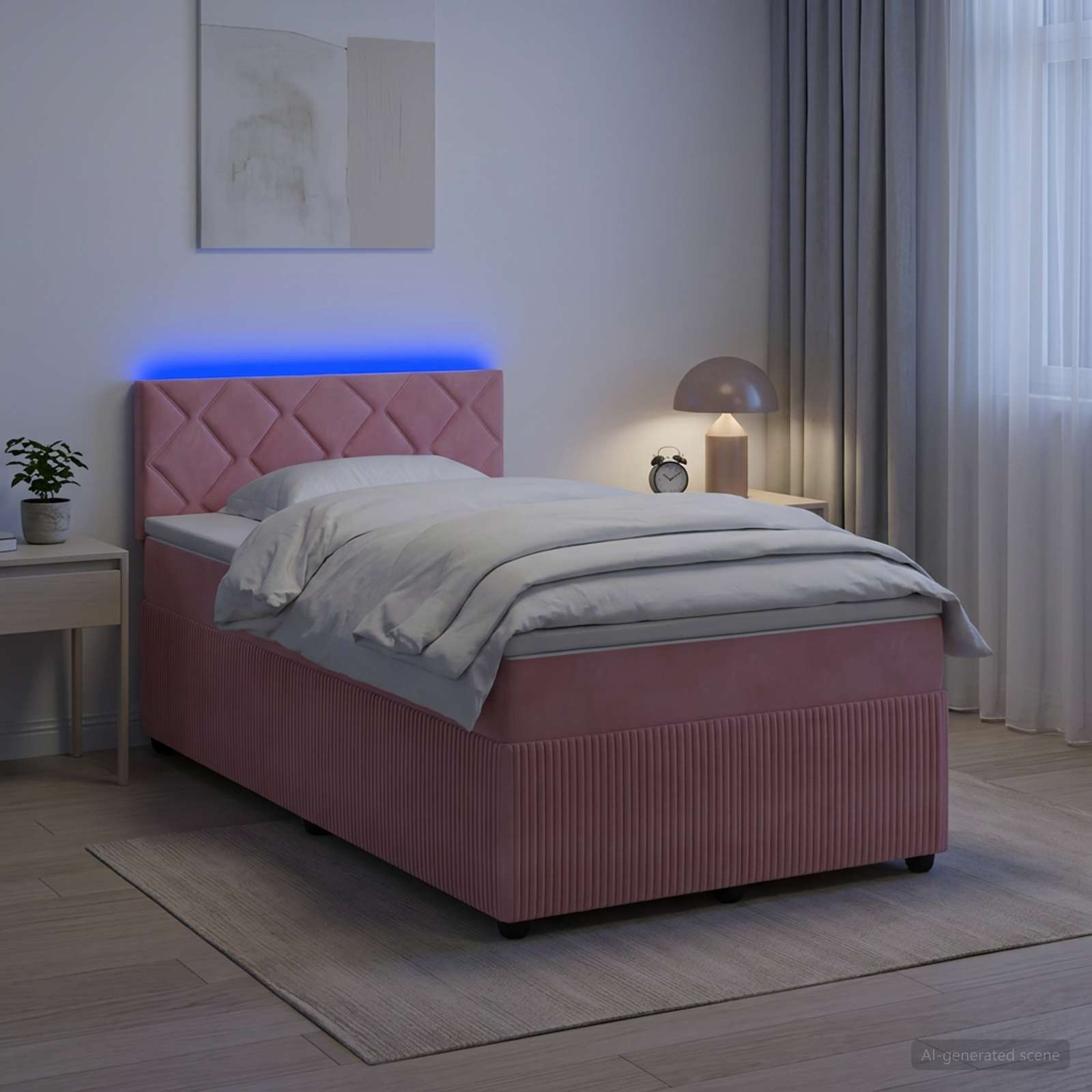 Lit boxspring avec matelas Rose 120 x 190 cm Velours