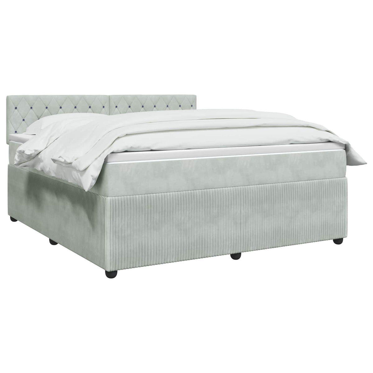 Lit boxspring avec matelas Gris clair 140 x 200 cm Velours