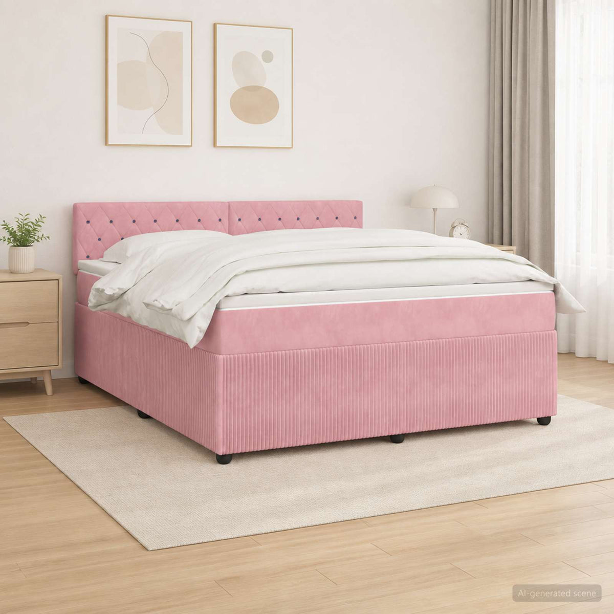 Lit boxspring avec matelas Rose 140 x 200 cm Velours