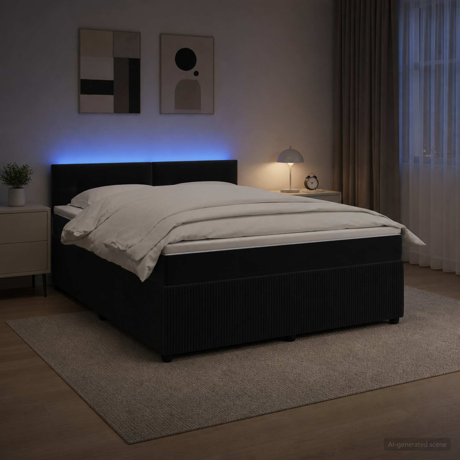 Lit boxspring avec matelas Noir 140 x 190 cm Velours