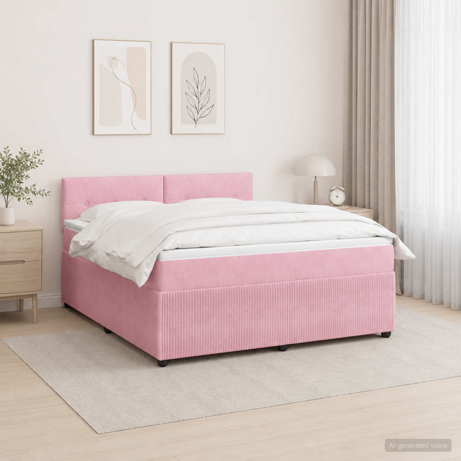 Lit boxspring avec matelas Rose 140 x 200 cm Velours