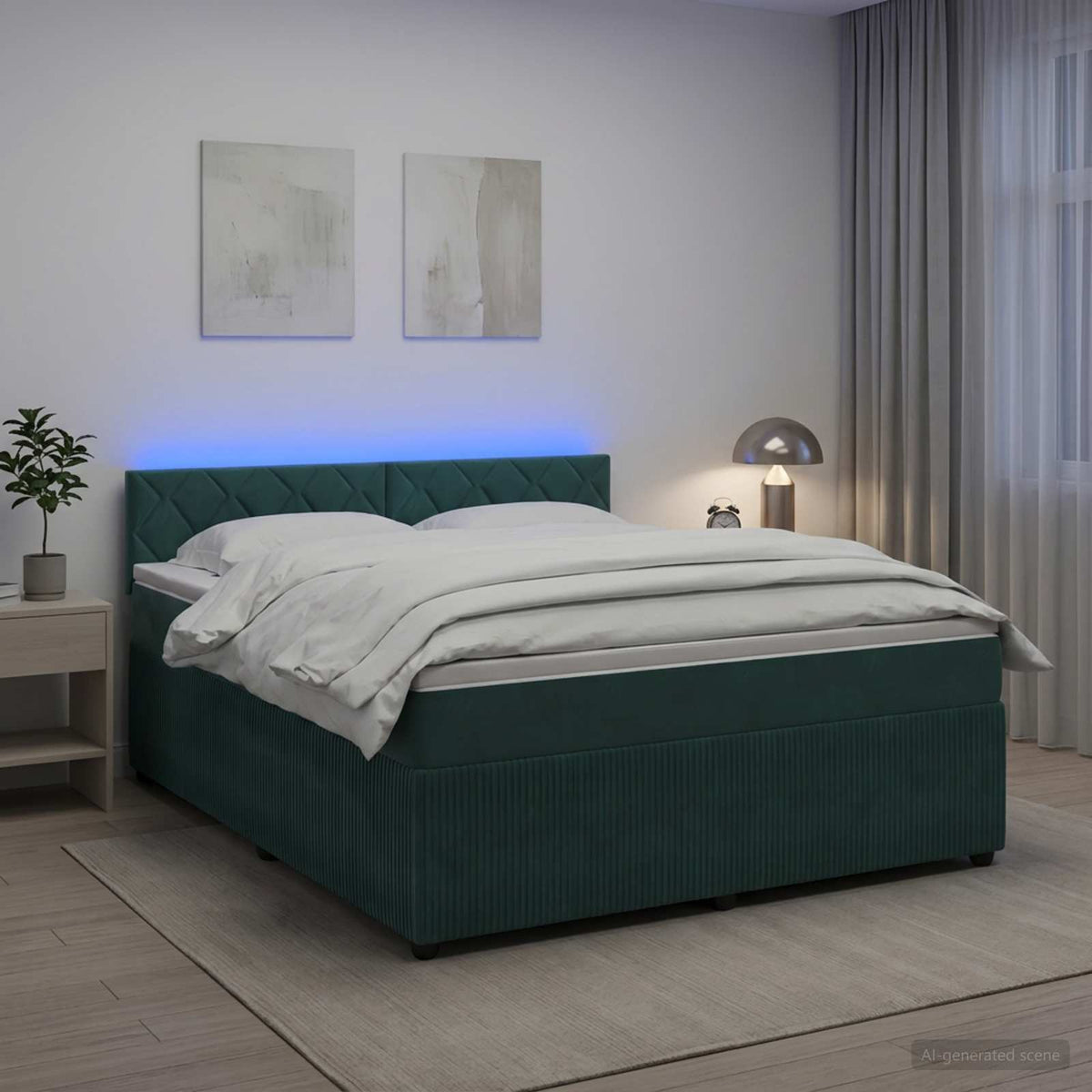 Lit boxspring avec matelas Vert foncé 140 x 190 cm Velours