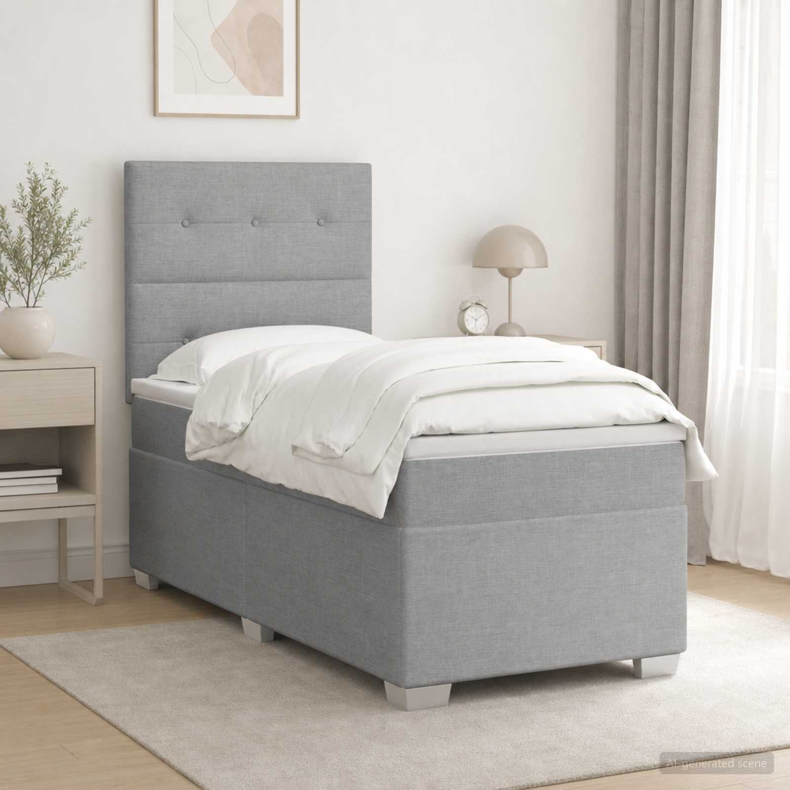 Lit boxspring avec matelas Gris clair 80 x 200 cm Tissu