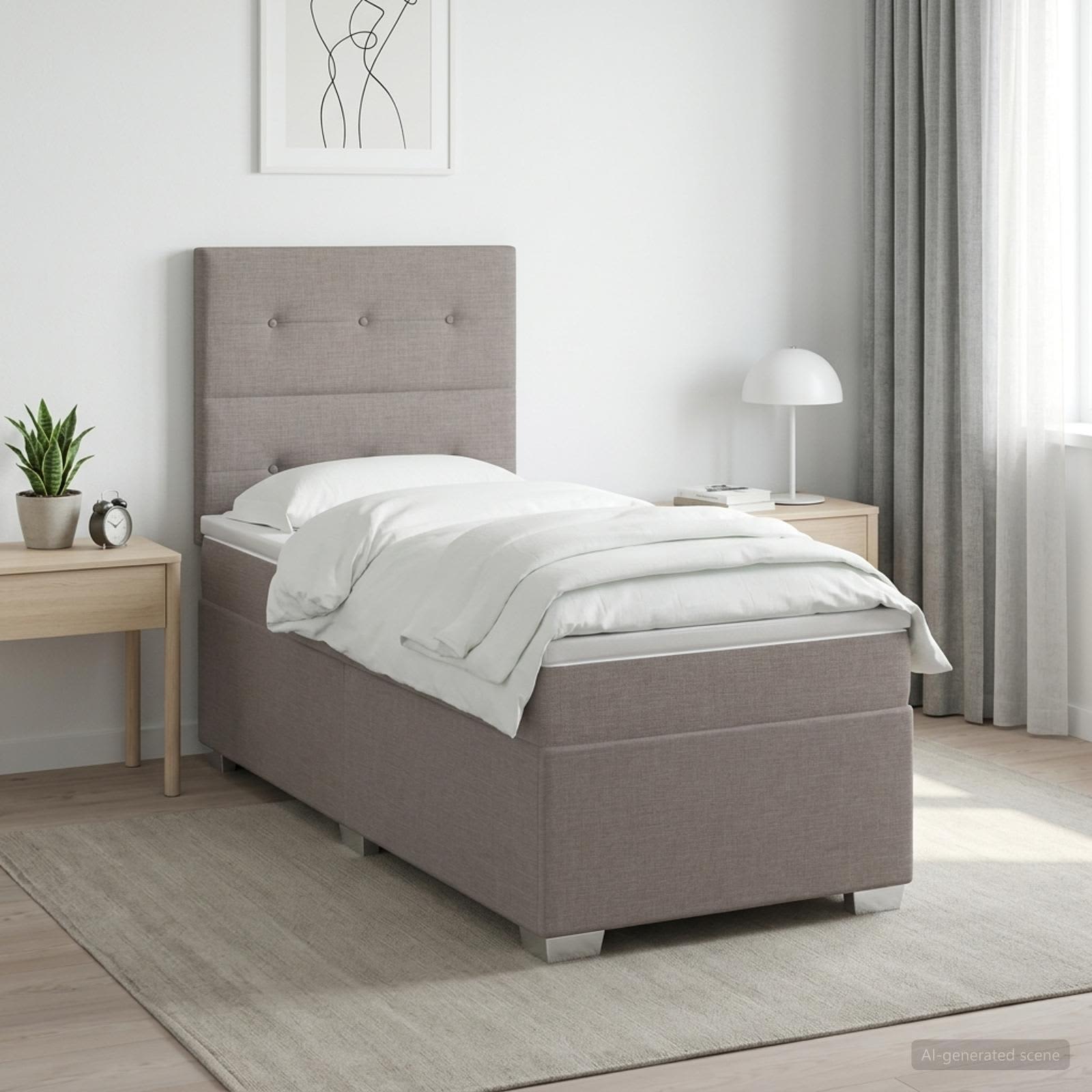 Lit boxspring avec matelas Taupe 80 x 200 cm Tissu - XIOS