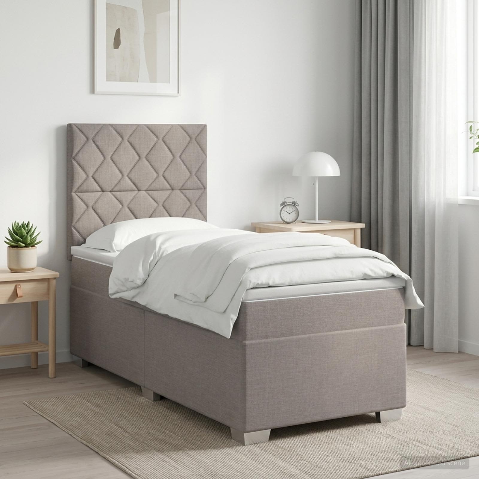 Lit boxspring avec matelas Taupe 80 x 200 cm Tissu