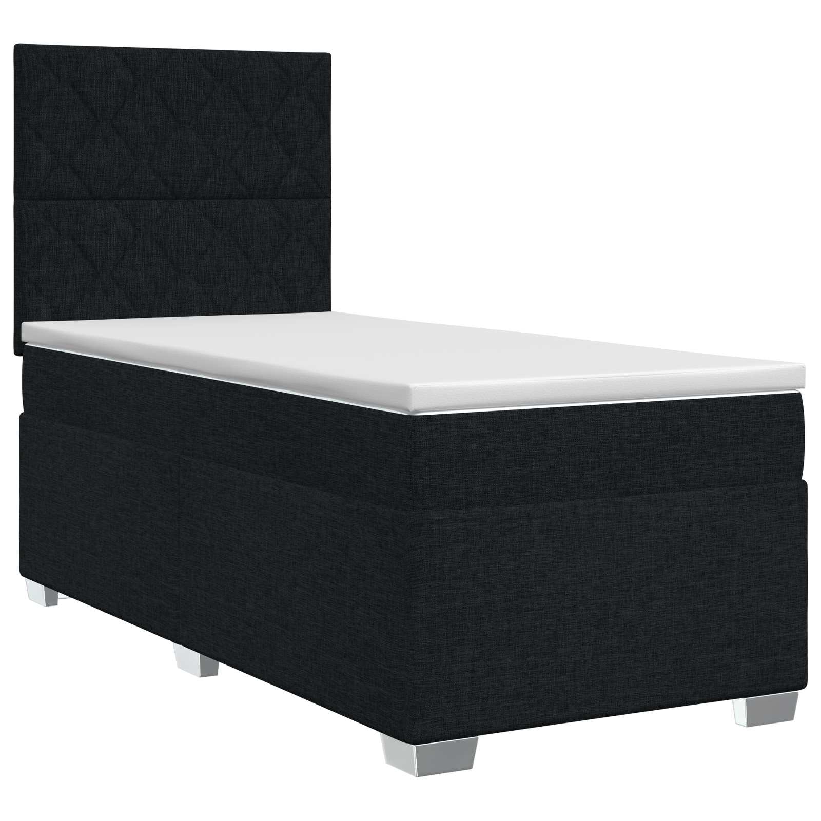 Lit boxspring avec matelas Noir 90 x 200 cm Tissu